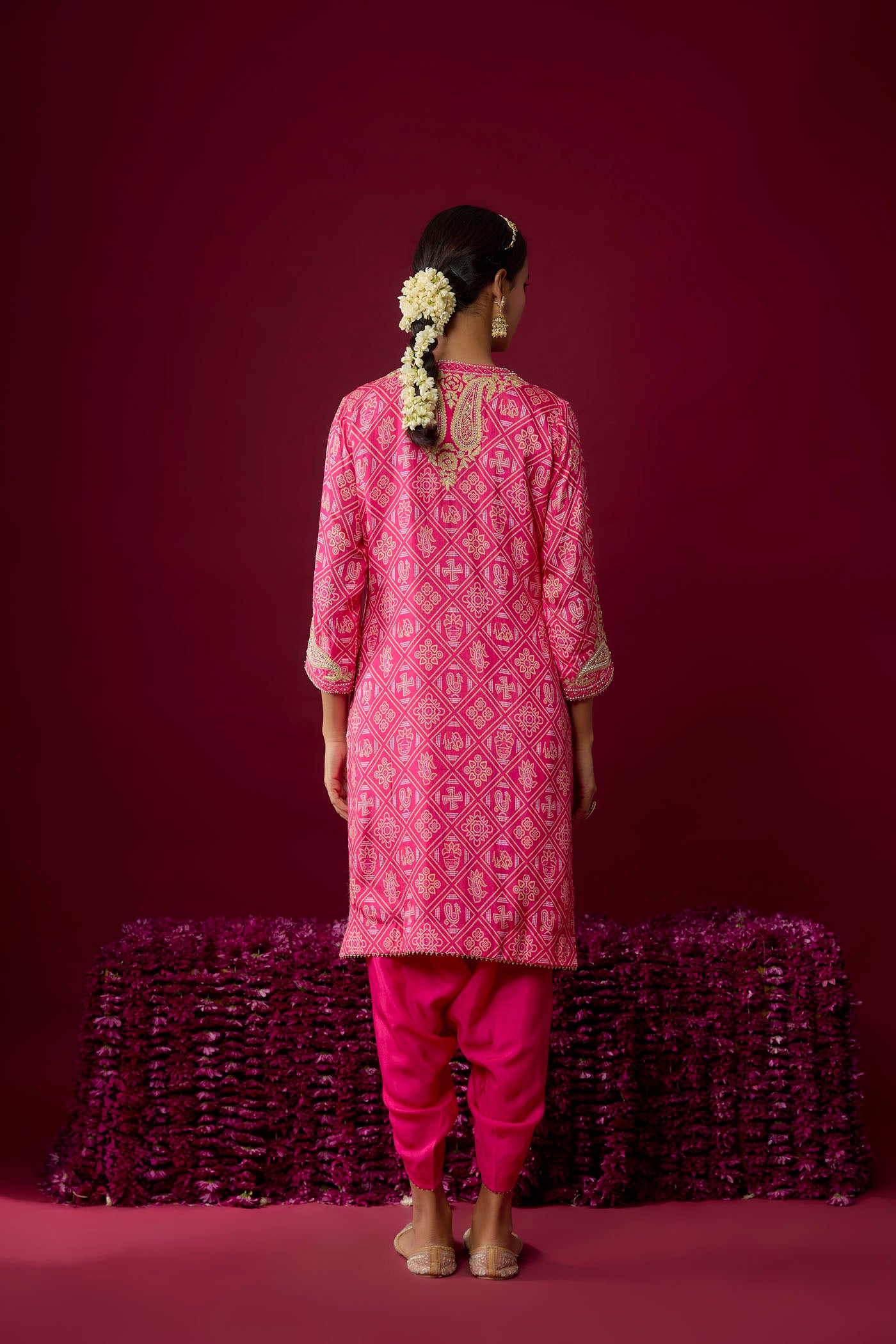 Zoya - Hotpink Short Kurta With Dhoti