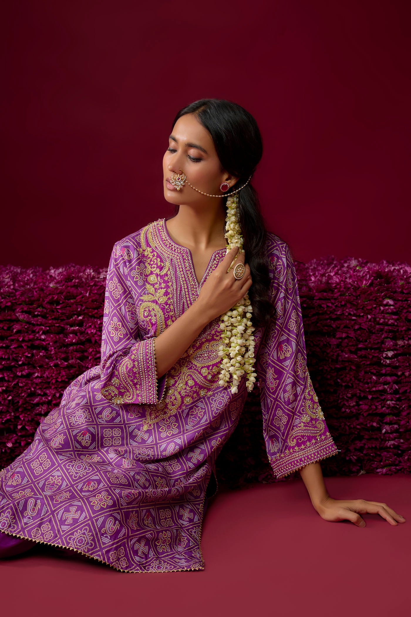 Rihana - Purple Short Kurta With Dhoti