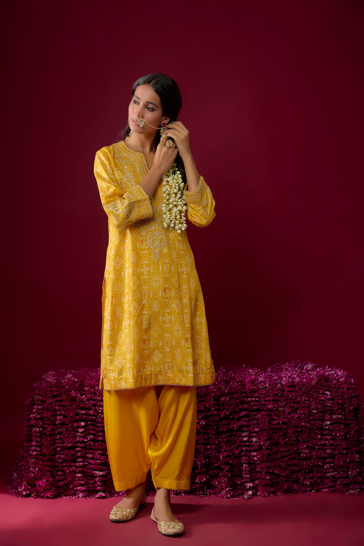 Rihana - Mustard Short Kurta With Salwar
