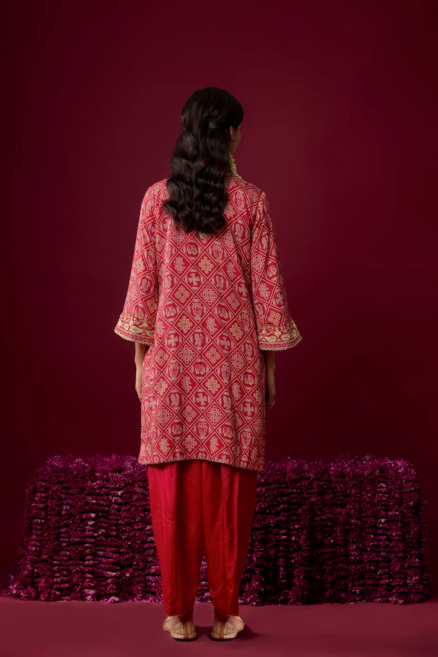 Jiana - Deep Red Short Kurta With Salwar