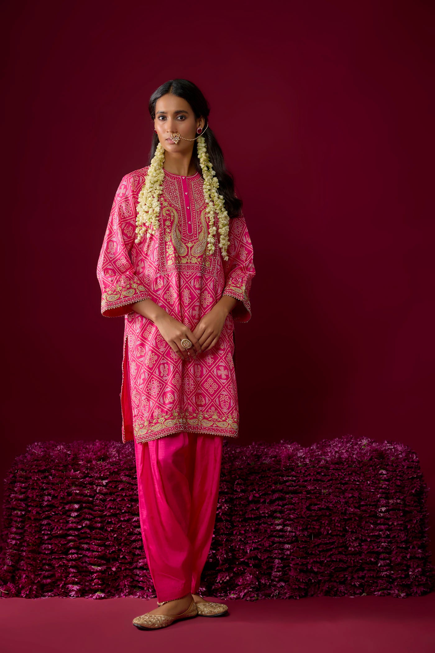 Jiana - Hotpink Short Kurta With Salwar