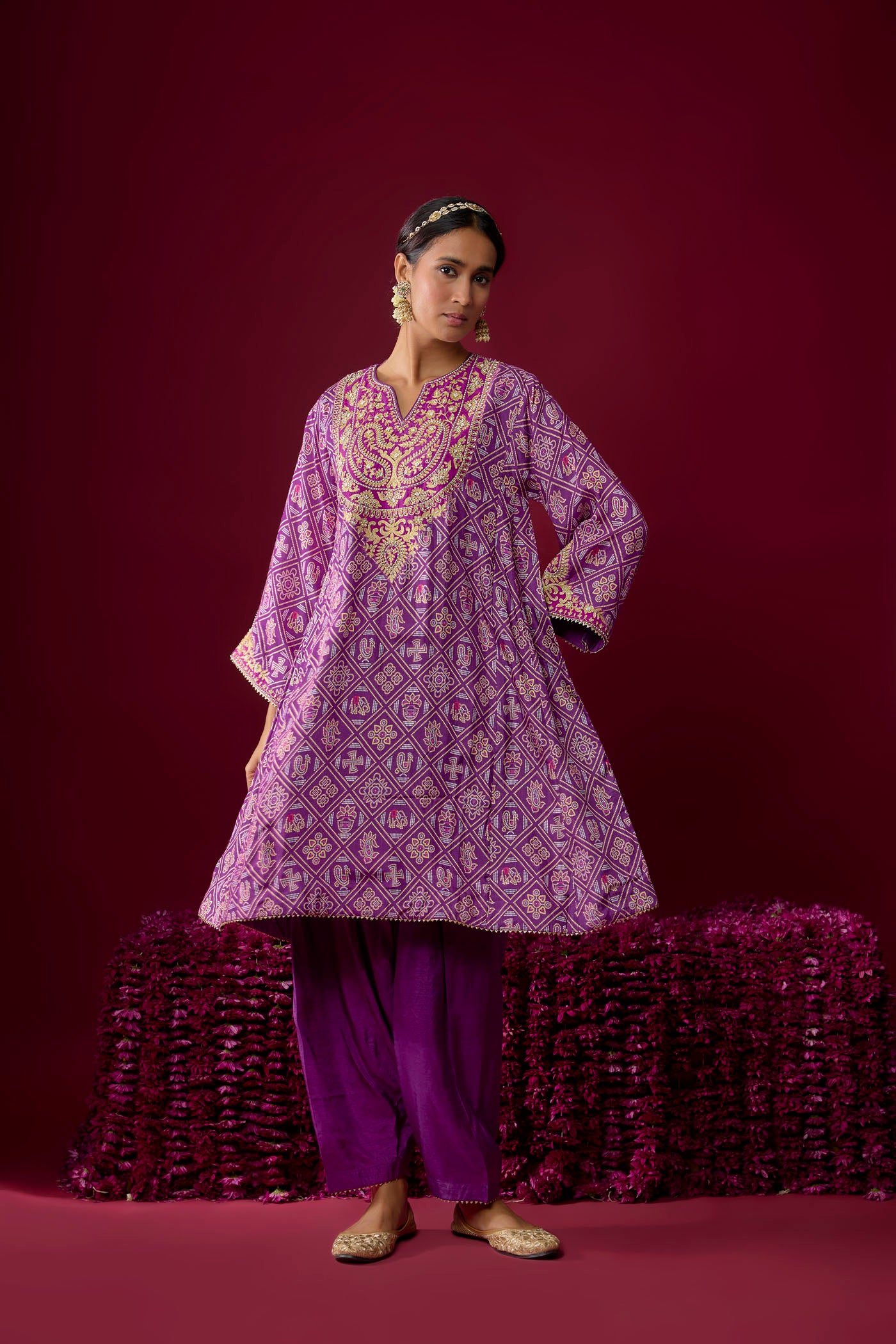Rasha - Purple Short Chauga With Salwar