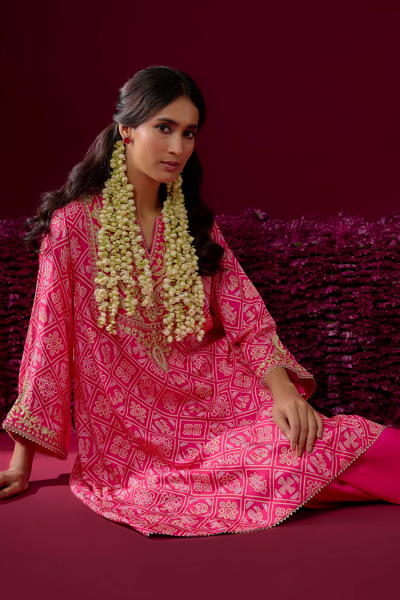 Rasha - Hotpink Short Chauga With Salwar