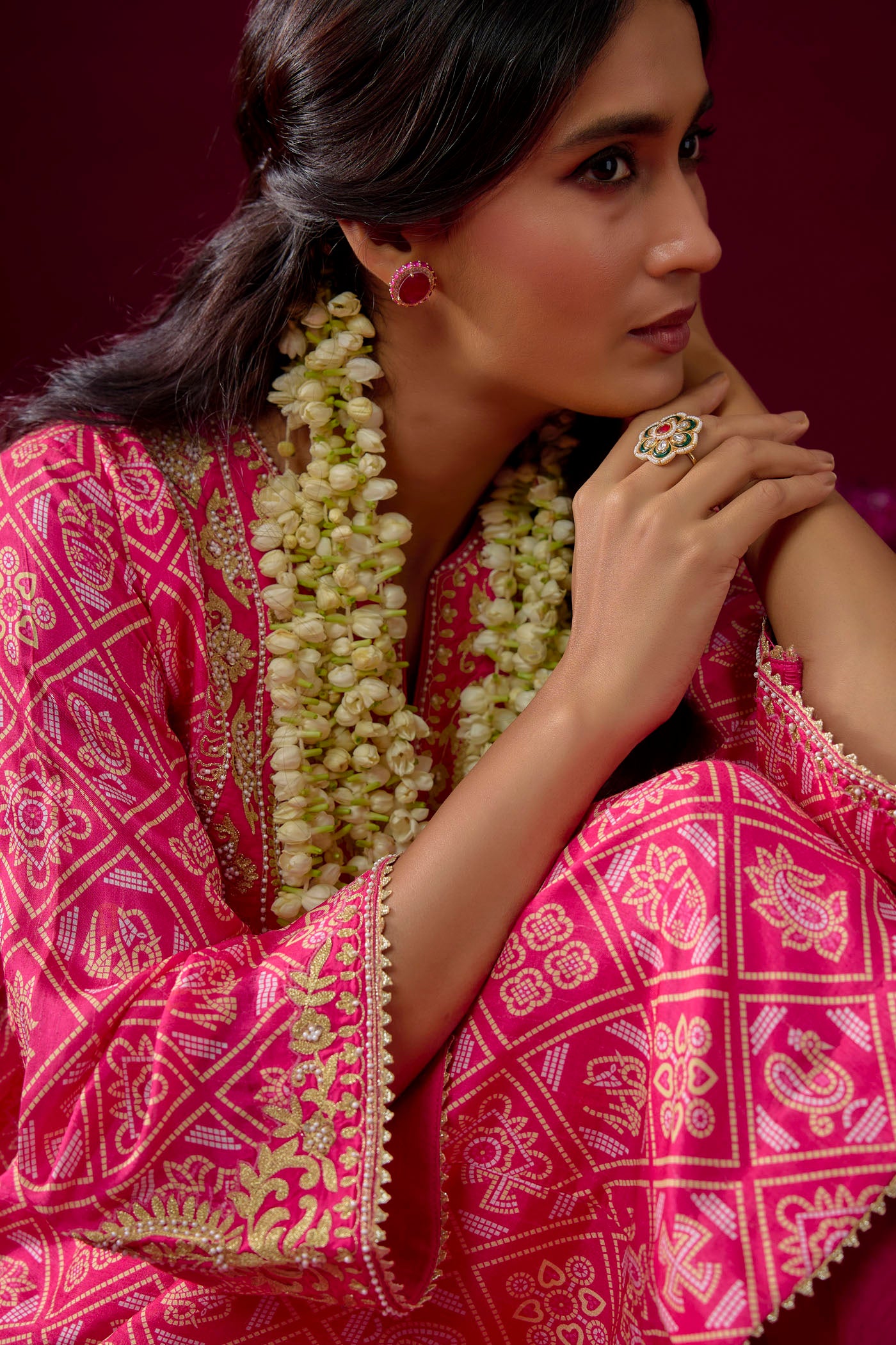 Rasha - Hotpink Short Chauga With Salwar