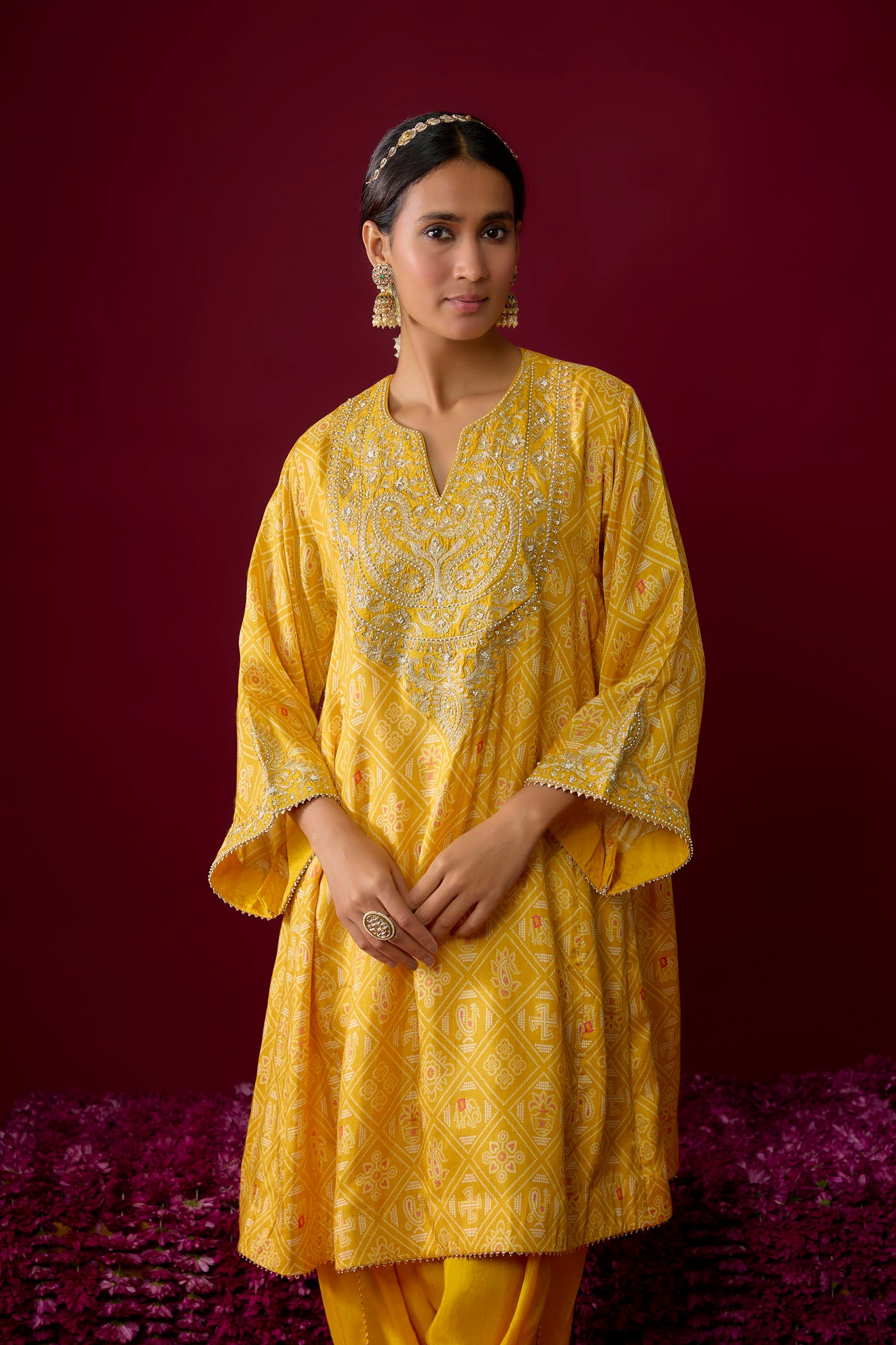 Rasha - Mustard Short Chauga With Dhoti