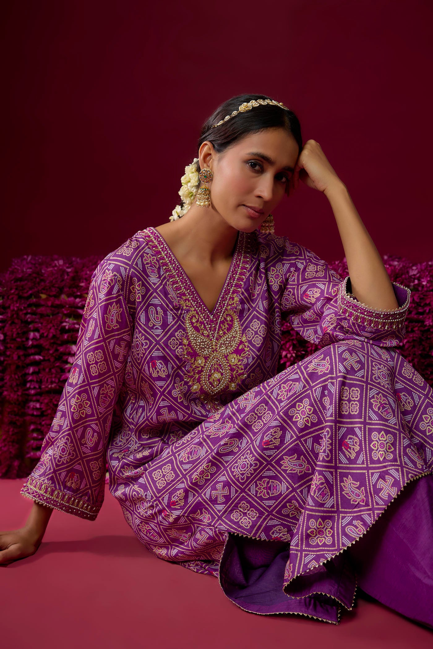 Safiya - Purple Long Kaaftan With Salwar