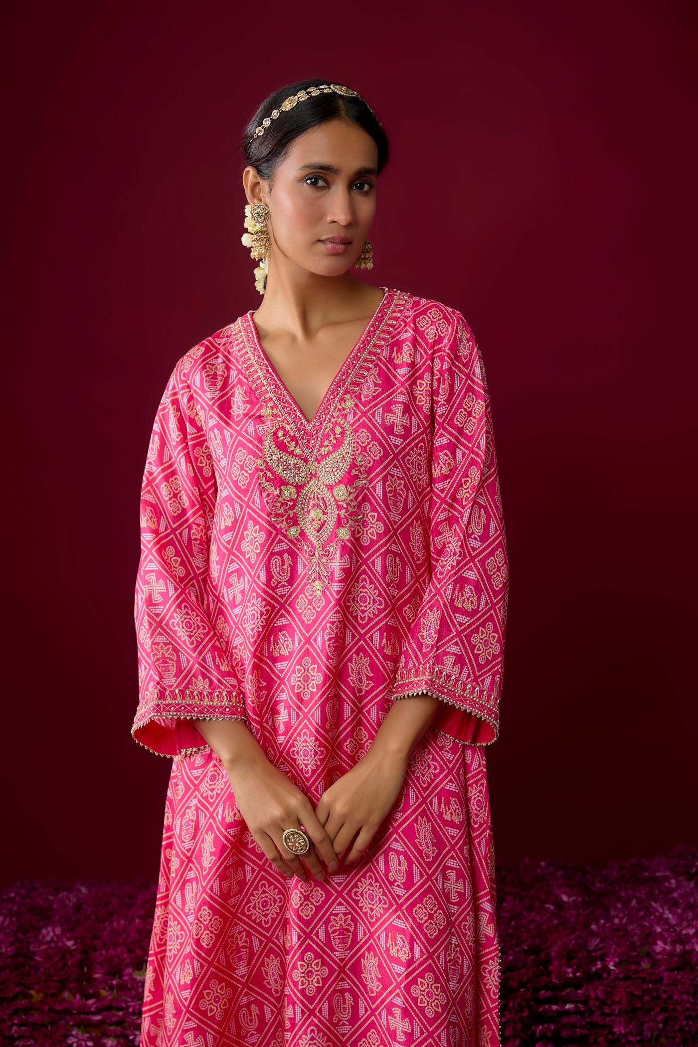 Safiya - Hotpink Long Kaaftan With Salwar