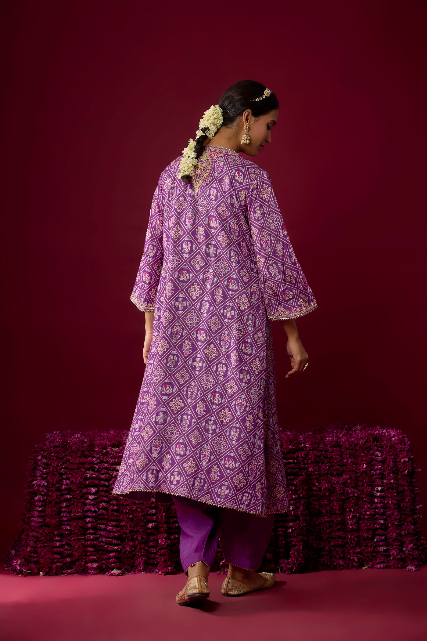 Sarah - Purple Long Kaaftan With Salwar