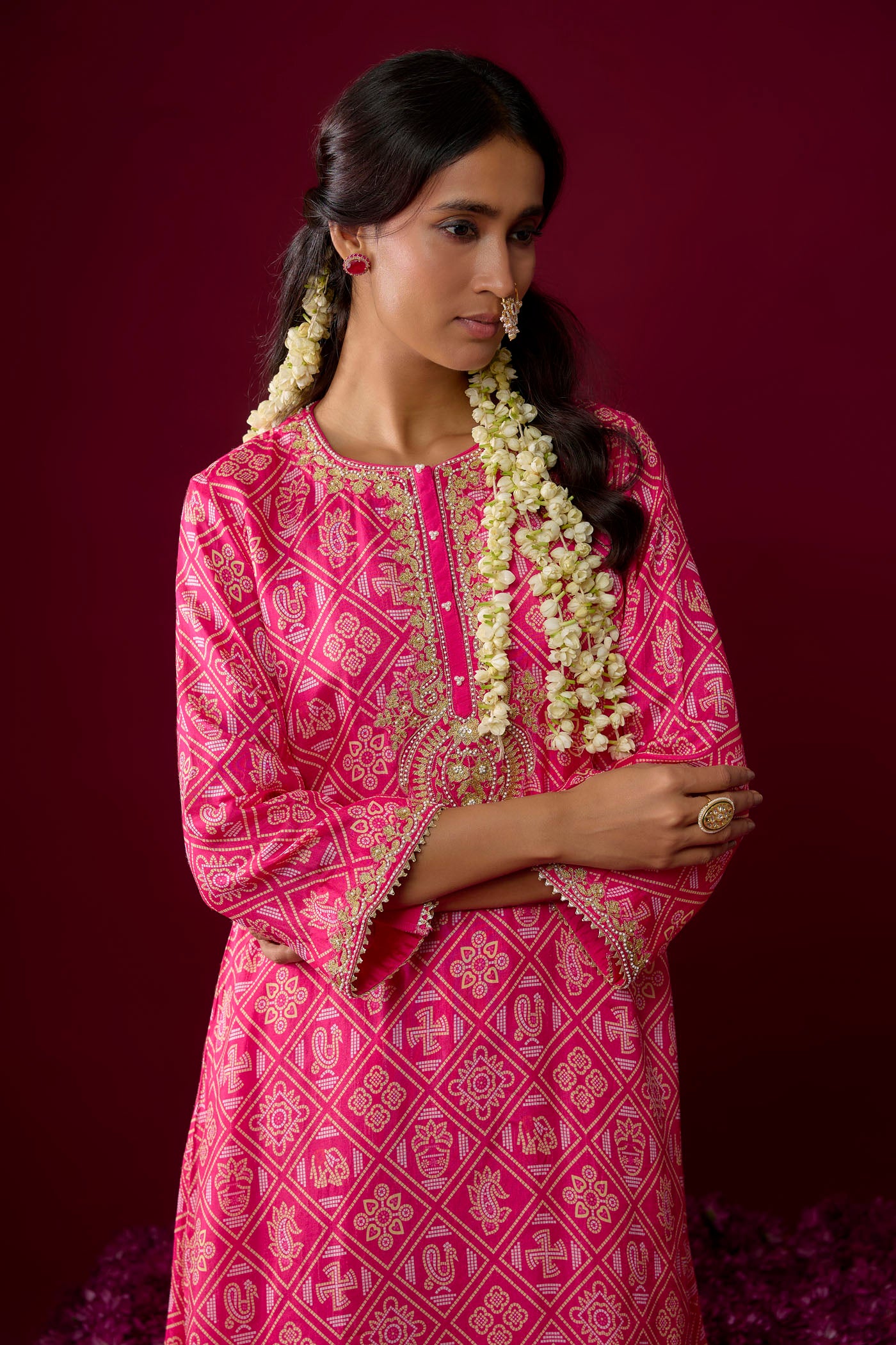 Sarah - Hotpink Long Kaaftan With Salwar