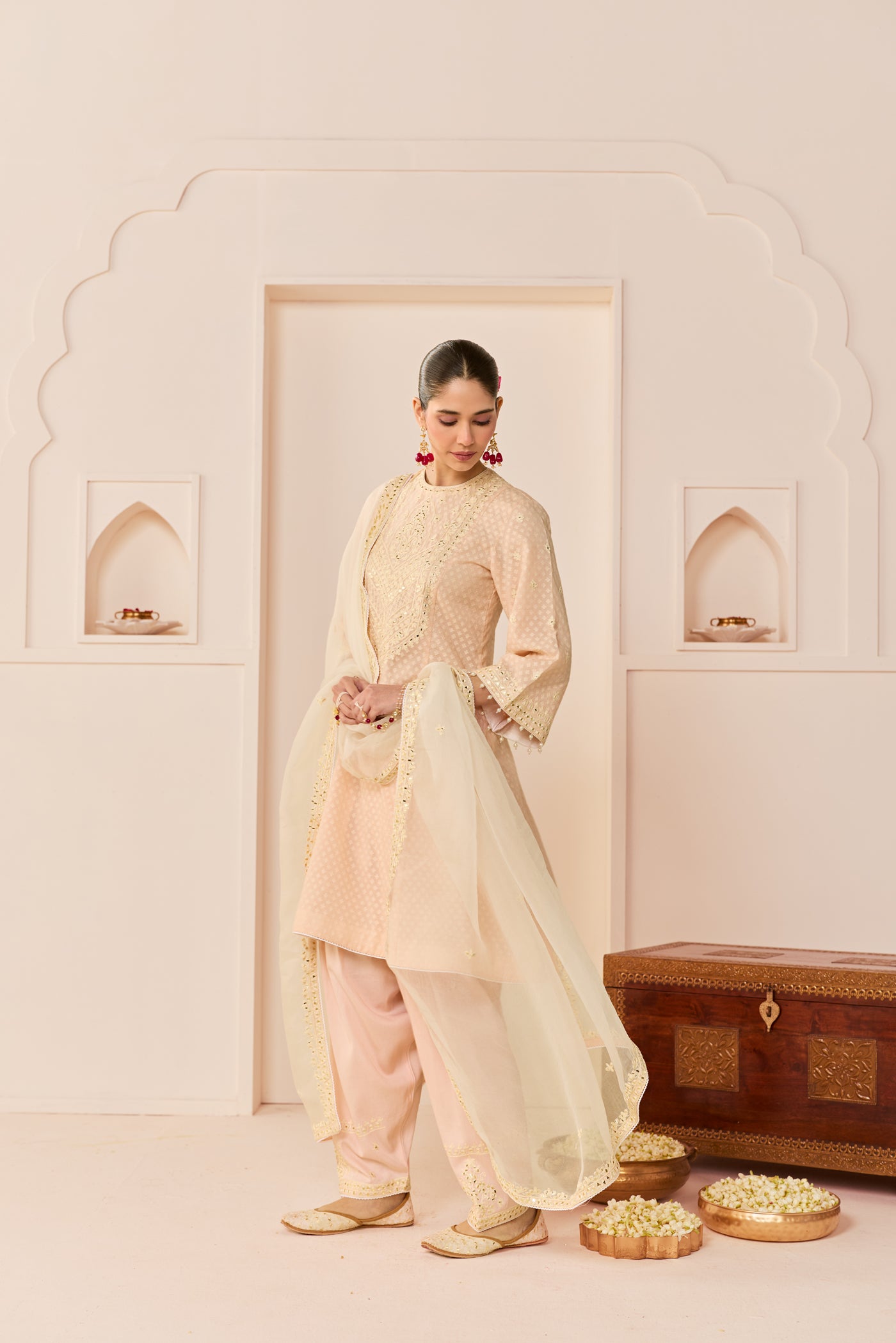 Nida - Carnation Pink Short Choga With Farshi Salwar (LXRTS)