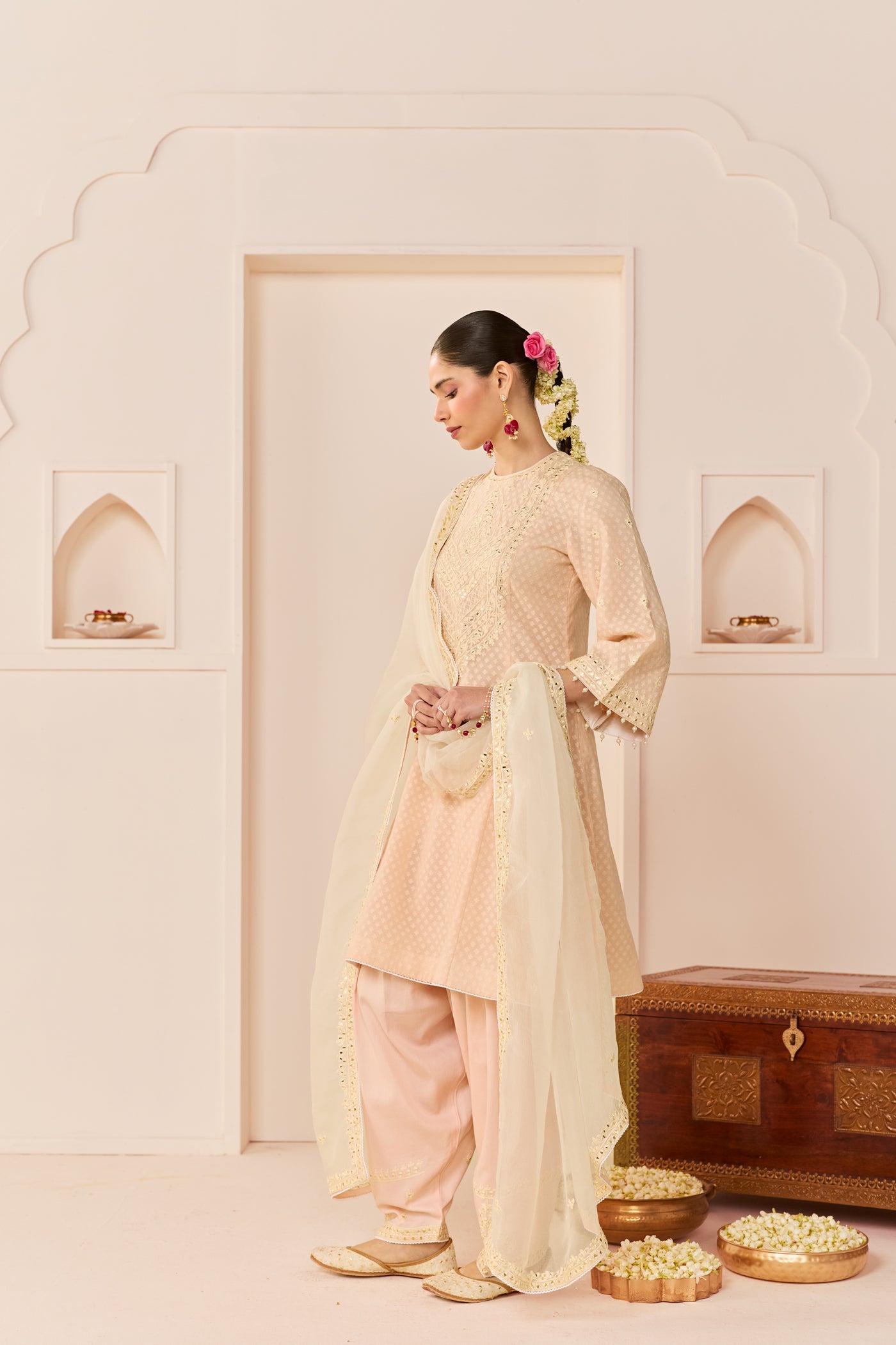 Nida - Carnation Pink Short Choga With Farshi Salwar (LXRTS)