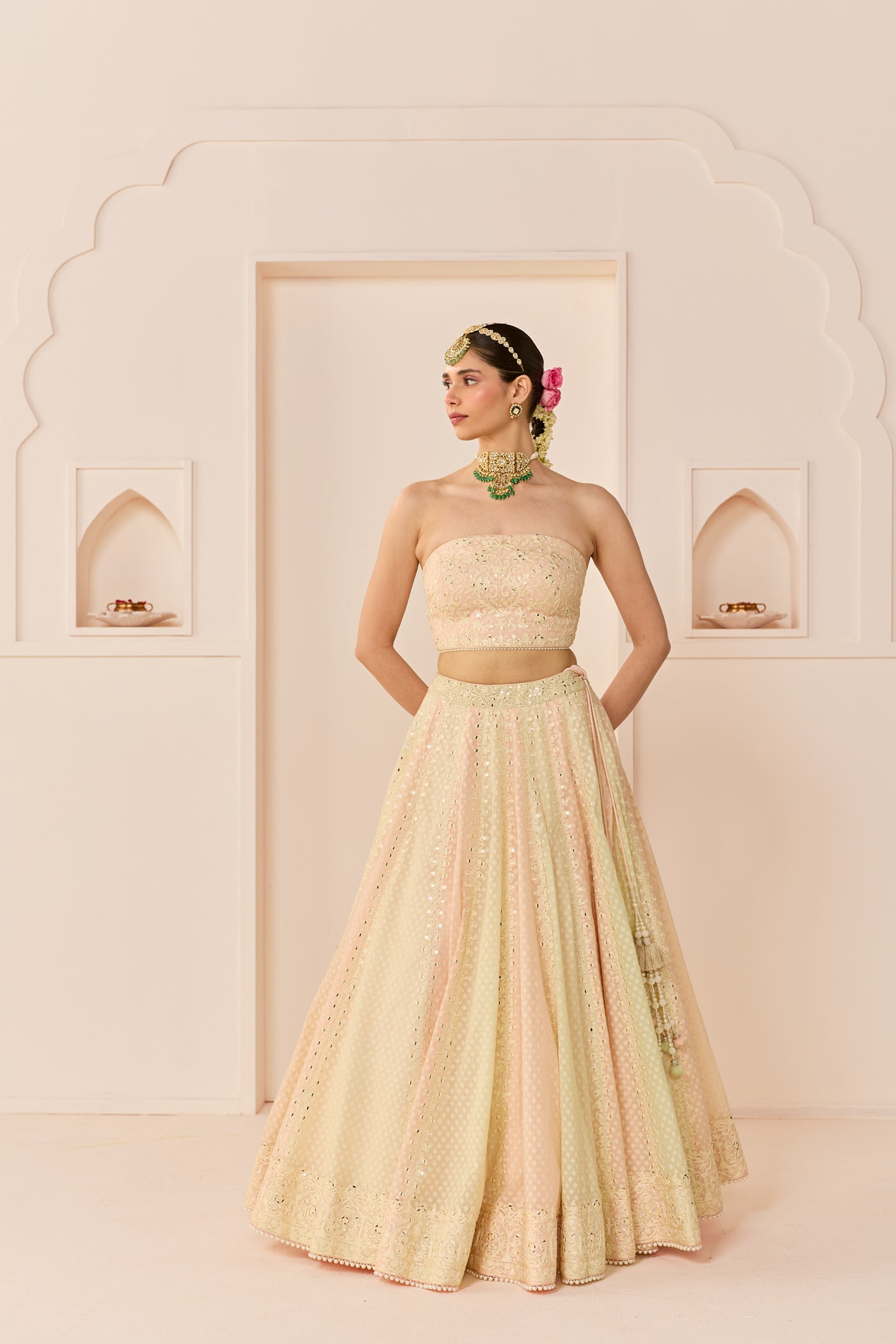 Umaiza - Carnation Pink Lehenga With Blouse And Dupatta