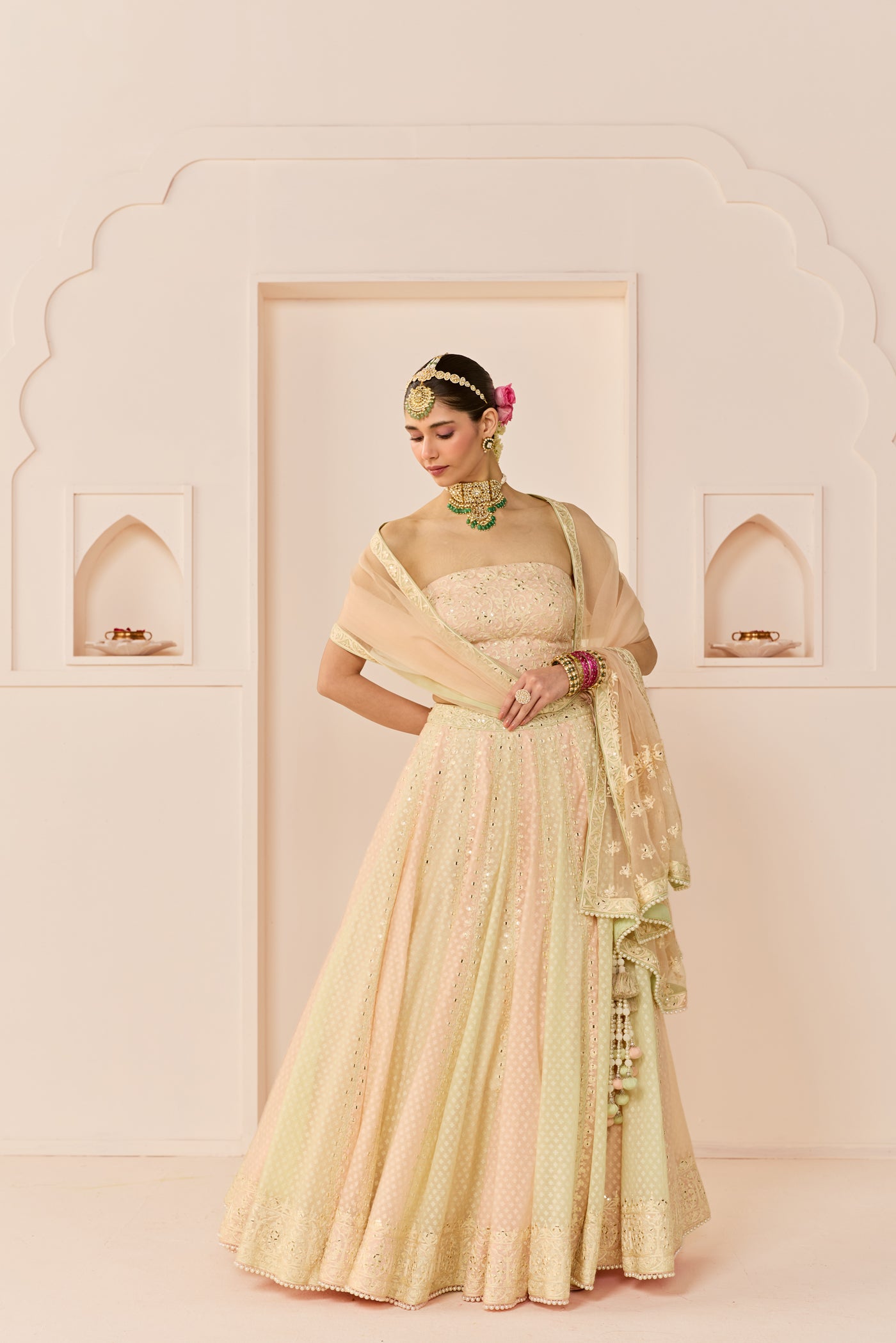 Umaiza - Carnation Pink Lehenga With Blouse And Dupatta