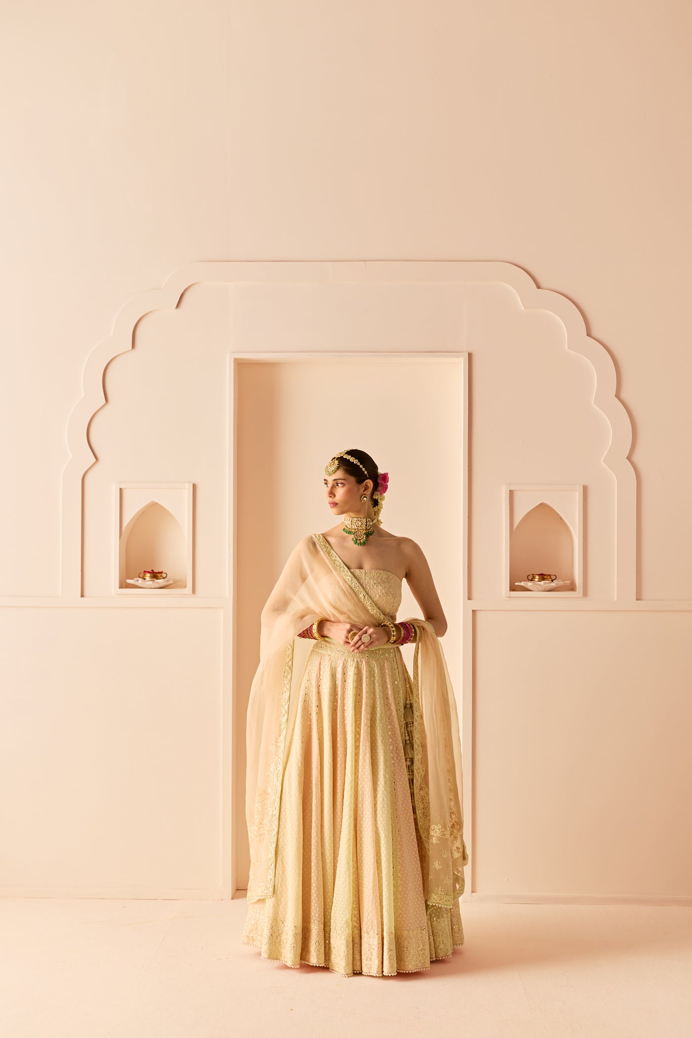 Umaiza - Carnation Pink Lehenga With Blouse And Dupatta