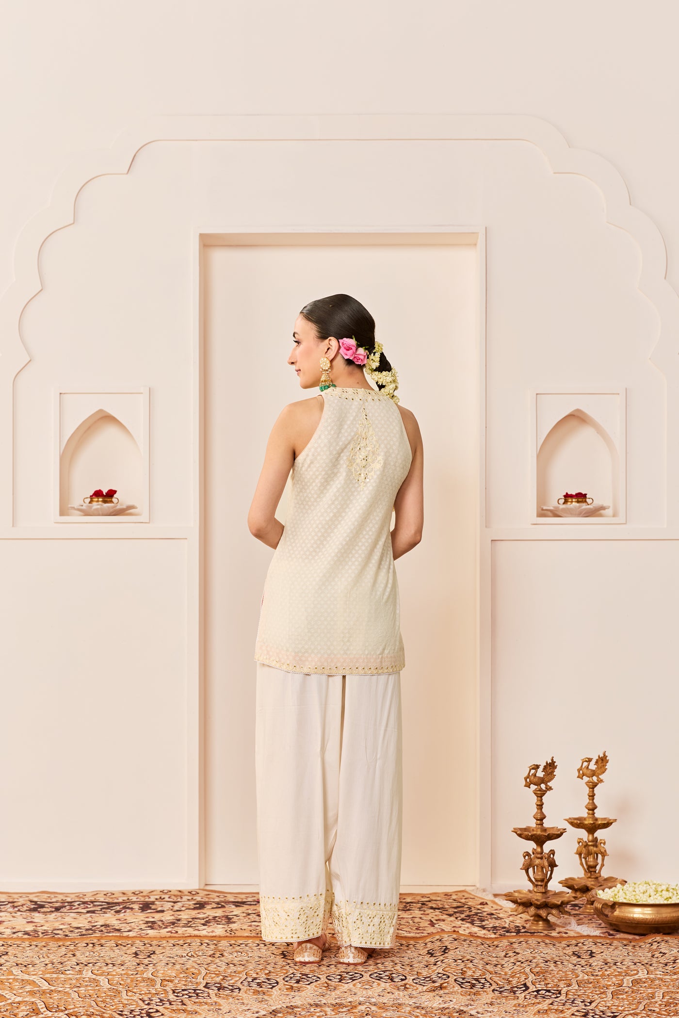 Miral - Daisy Ivory Short Kurta With Farsi Salwar