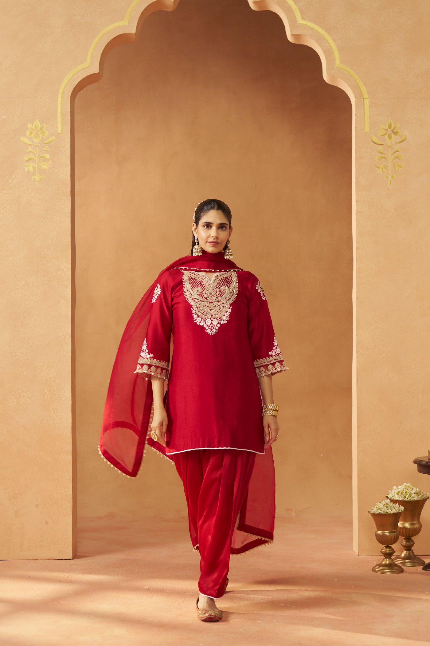 Ashira -Deep Red Short Kurta with Salwar