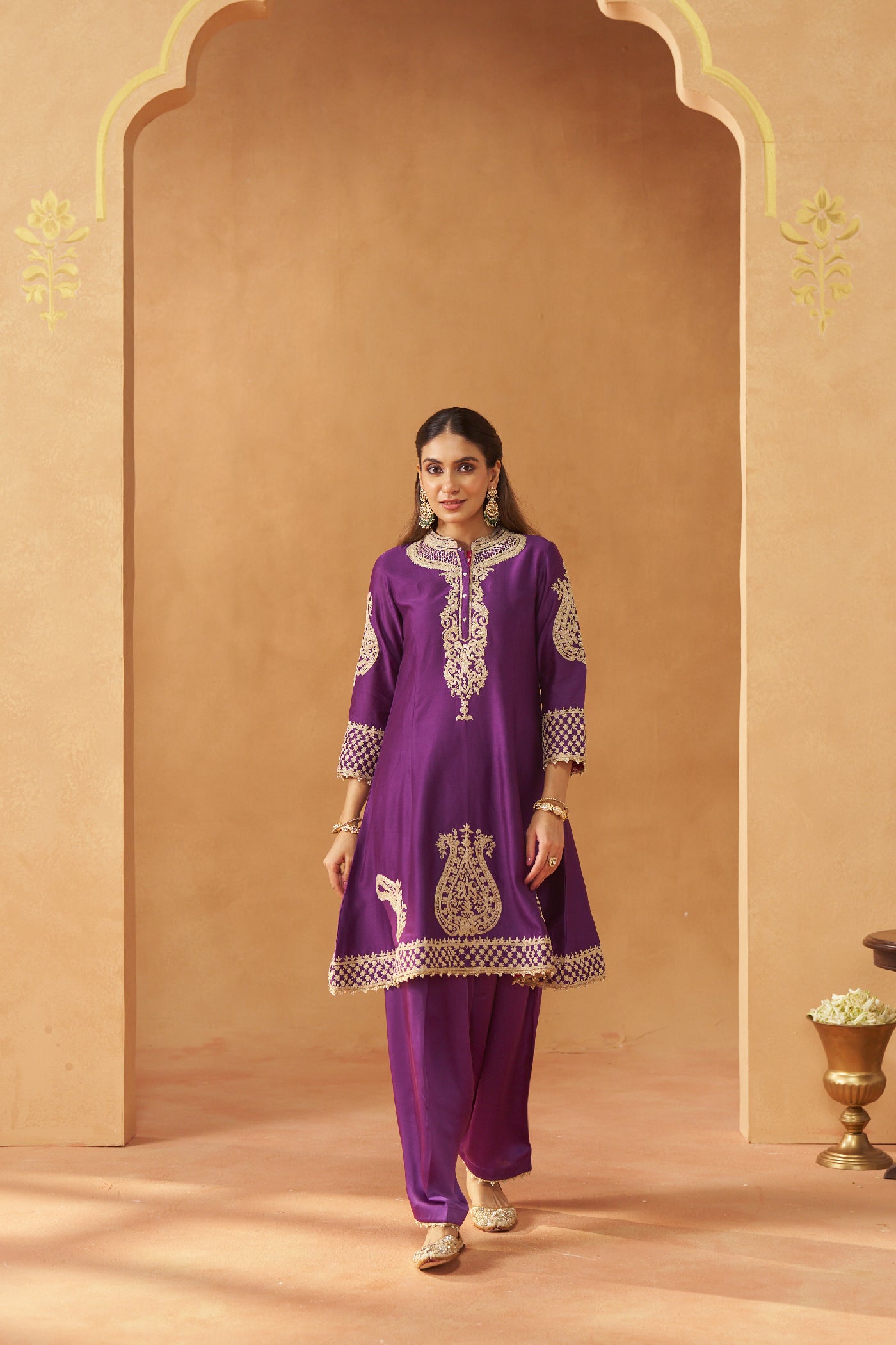 Rabhya- Deep Purple Tilla Embroidered Kurta Set