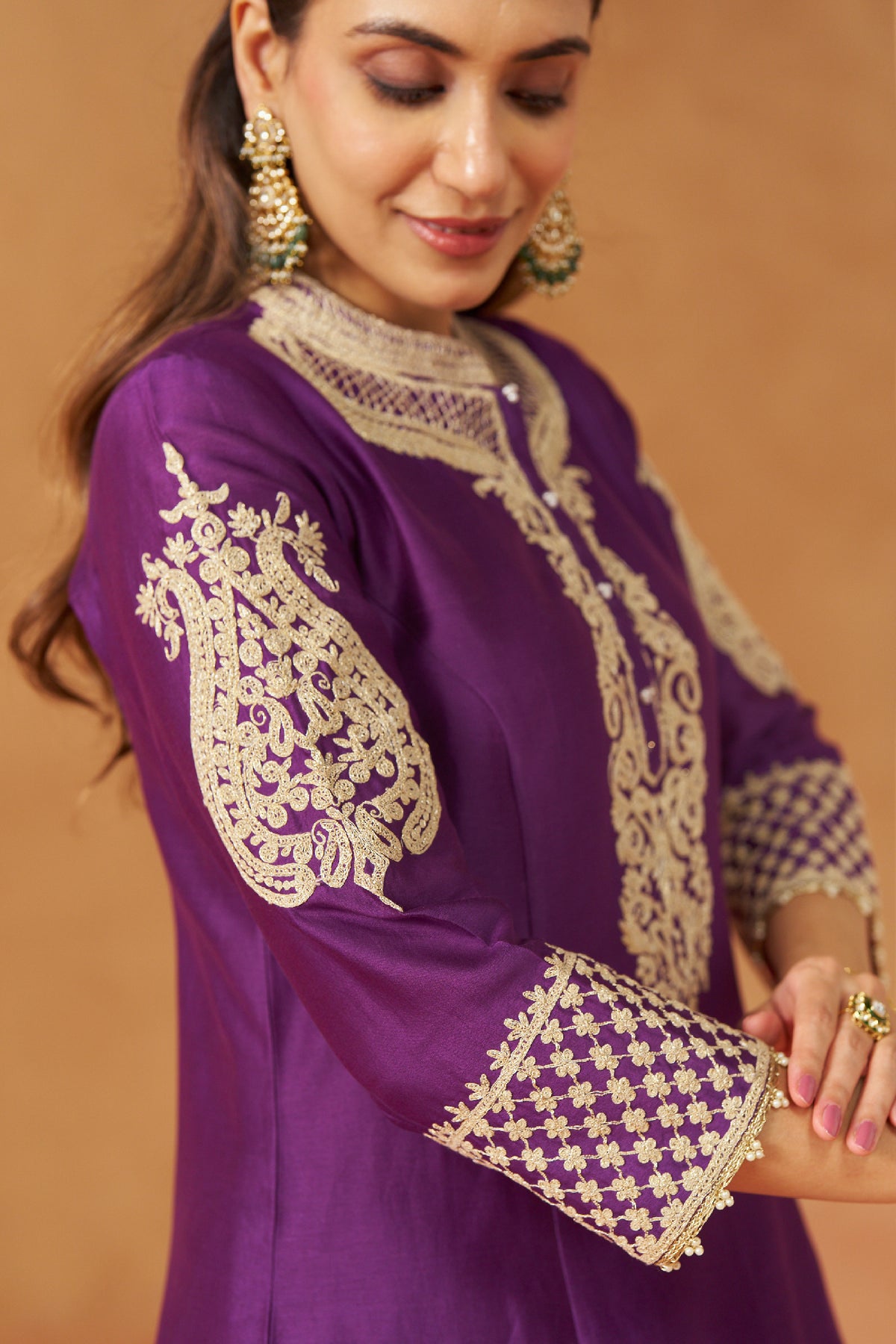 Rabhya- Deep Purple Tilla Embroidered Kurta Set