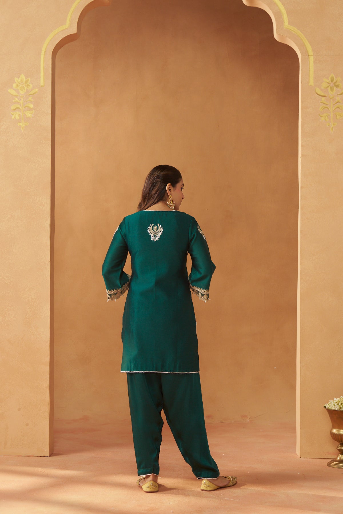 Ashira - Emerald Green Short Kurta with Salwar
