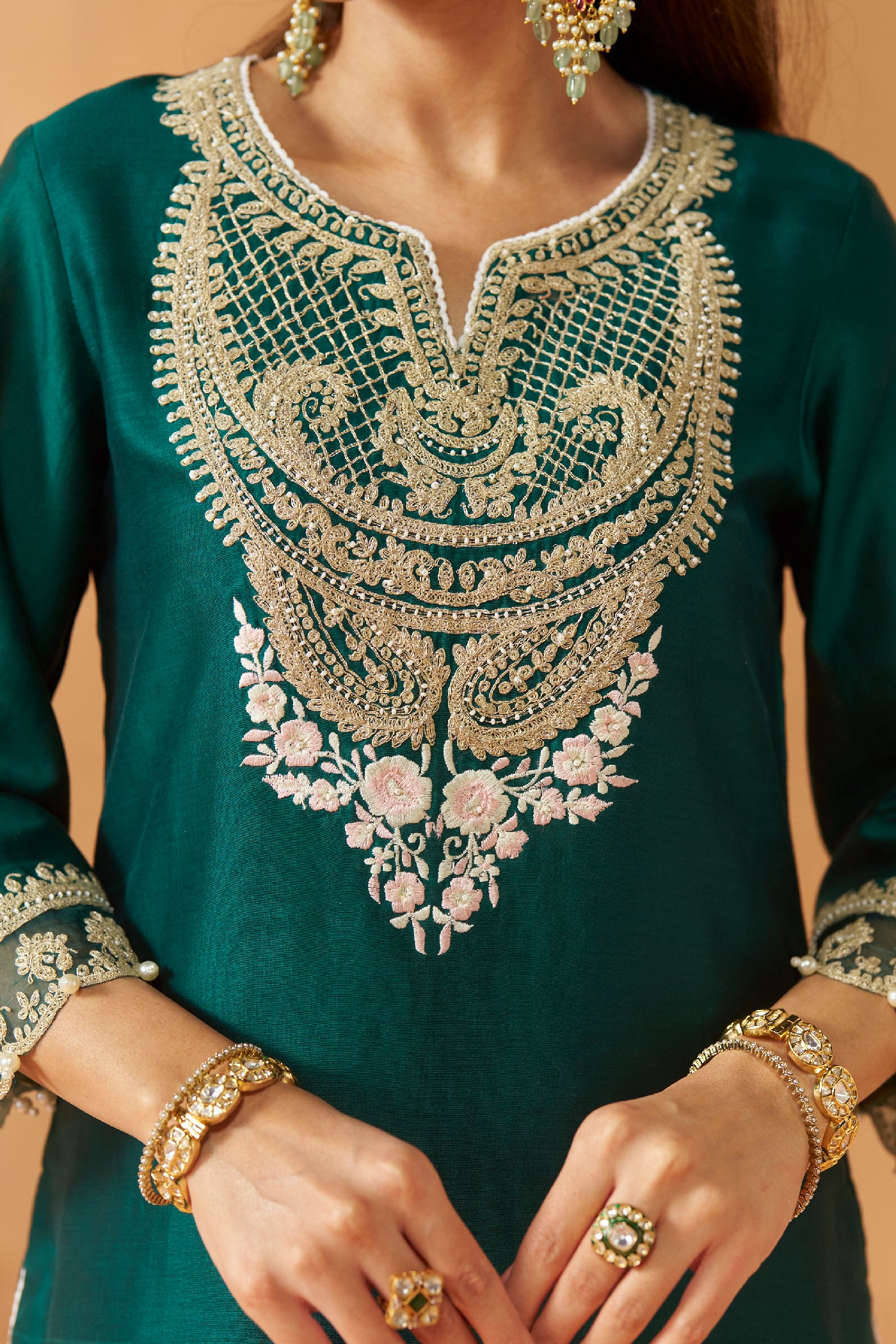 Ashira - Emerald Green Short Kurta with Salwar