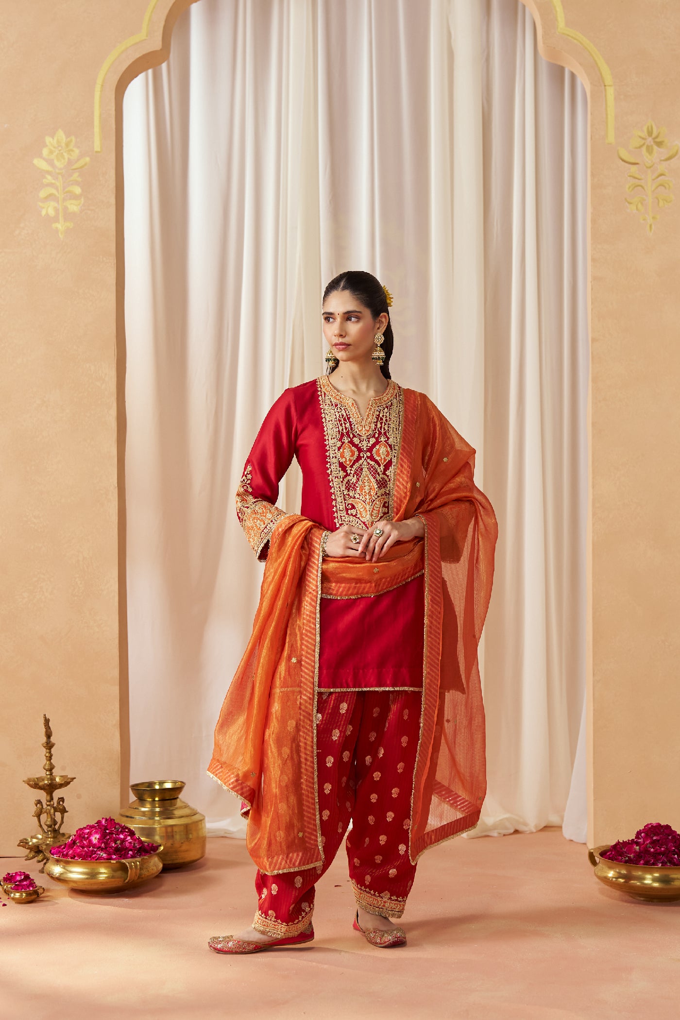 Adeela Deep Red Kurta with Salwar