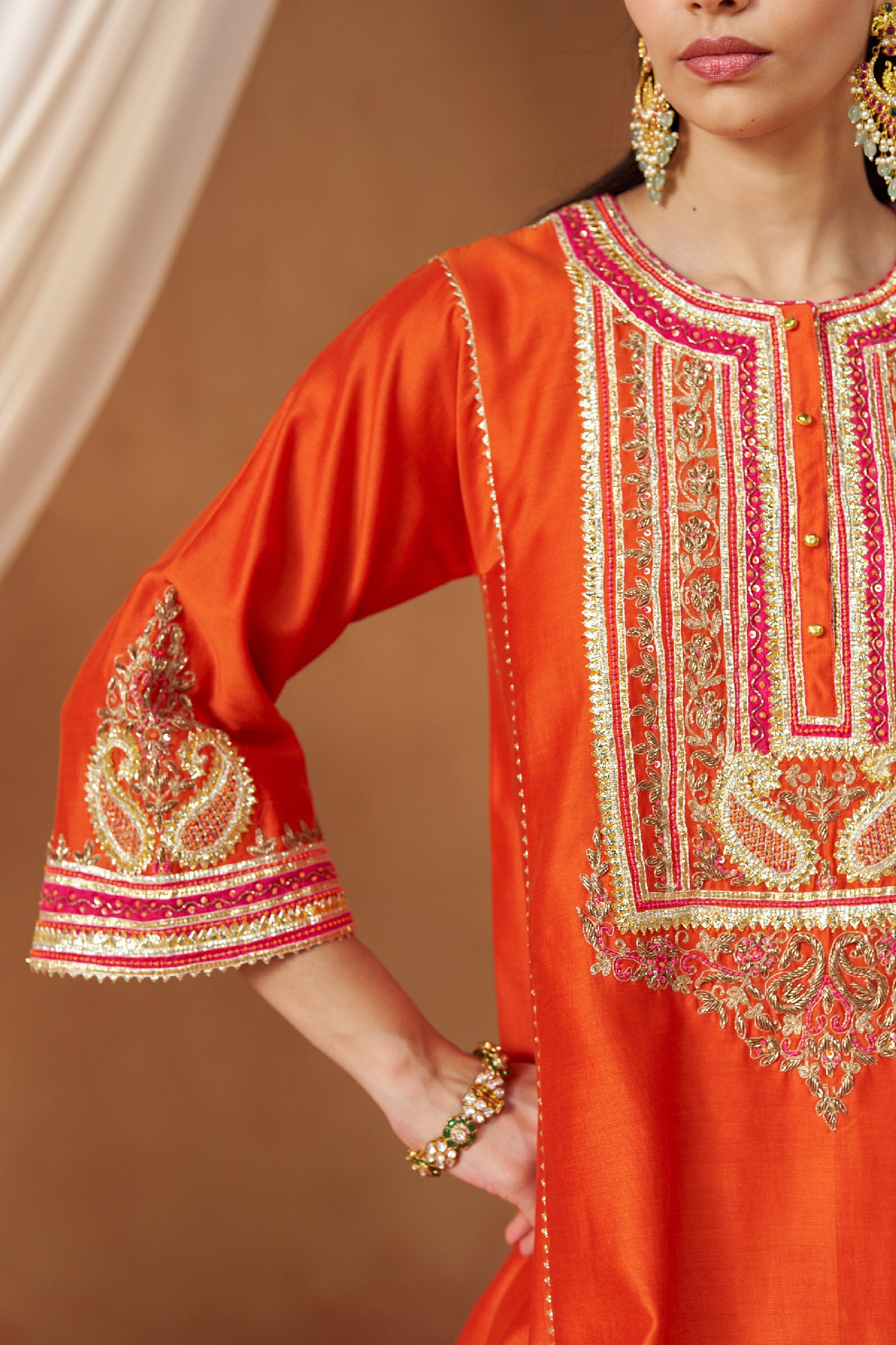 Daneen burnt orange chauga with salwar