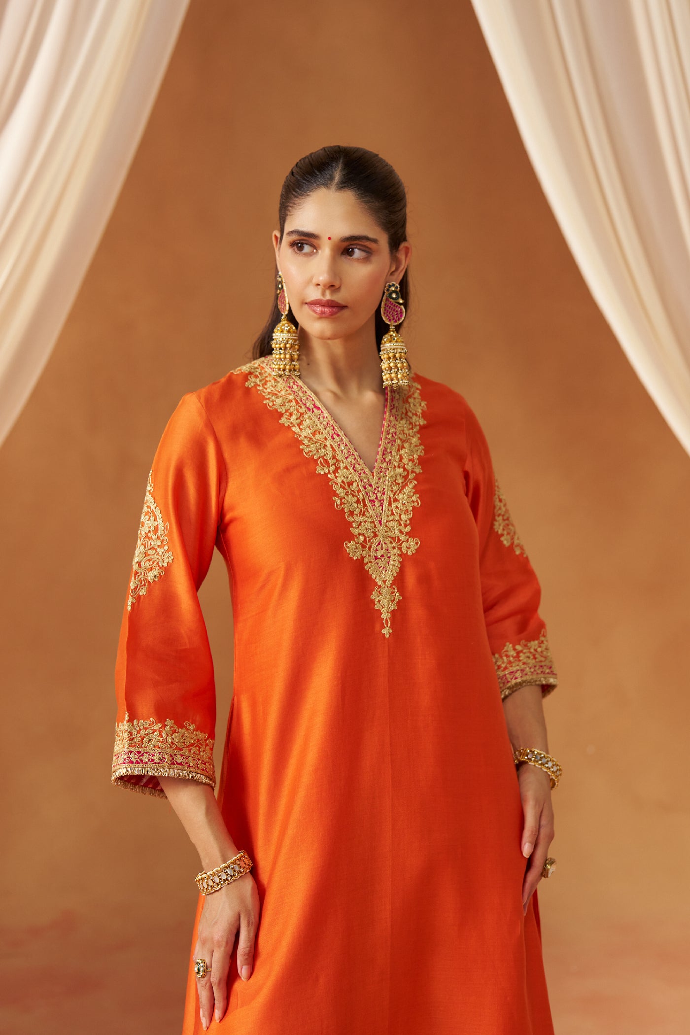 Liana Burnt Orange Chauga with Salwar