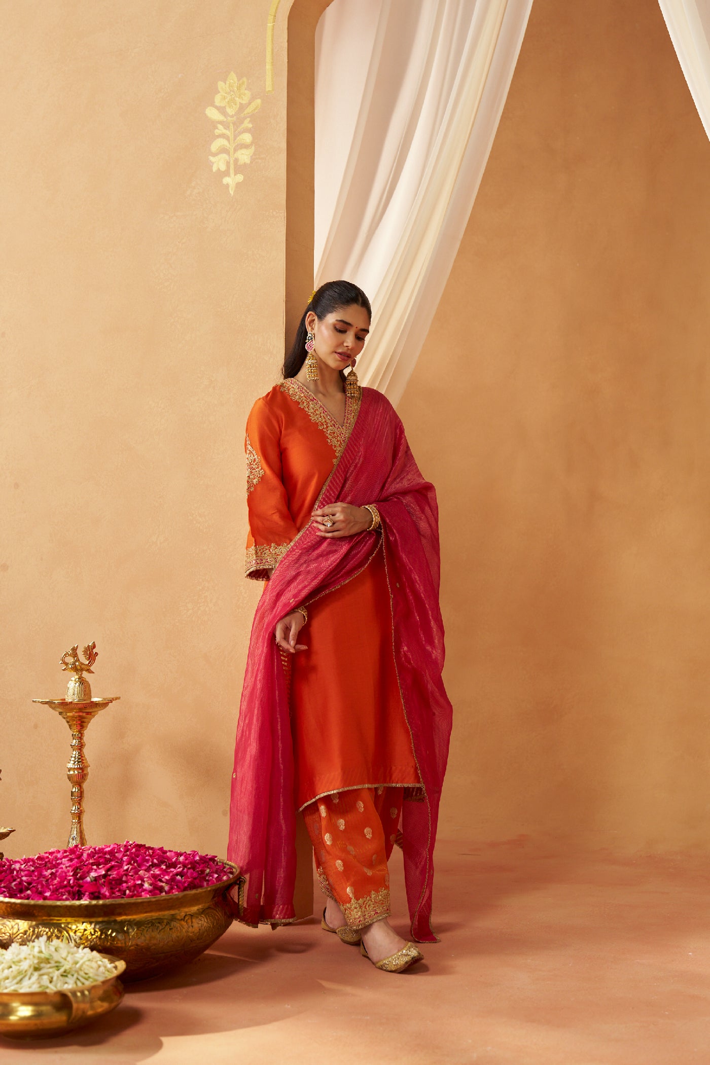 Liana Burnt Orange Chauga with Salwar
