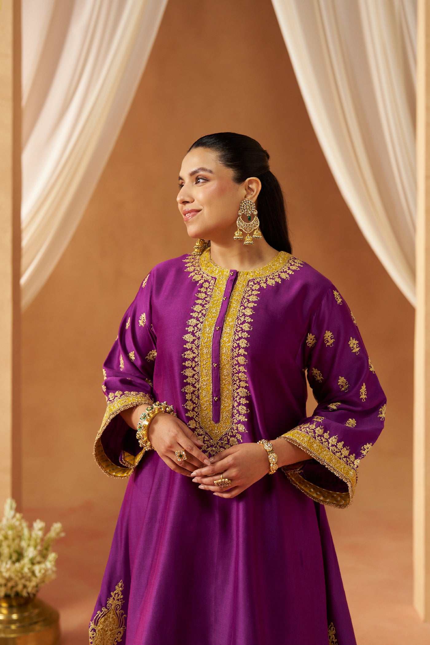 Zeenal Deep Purple A-Line Kaaftan with Salwar