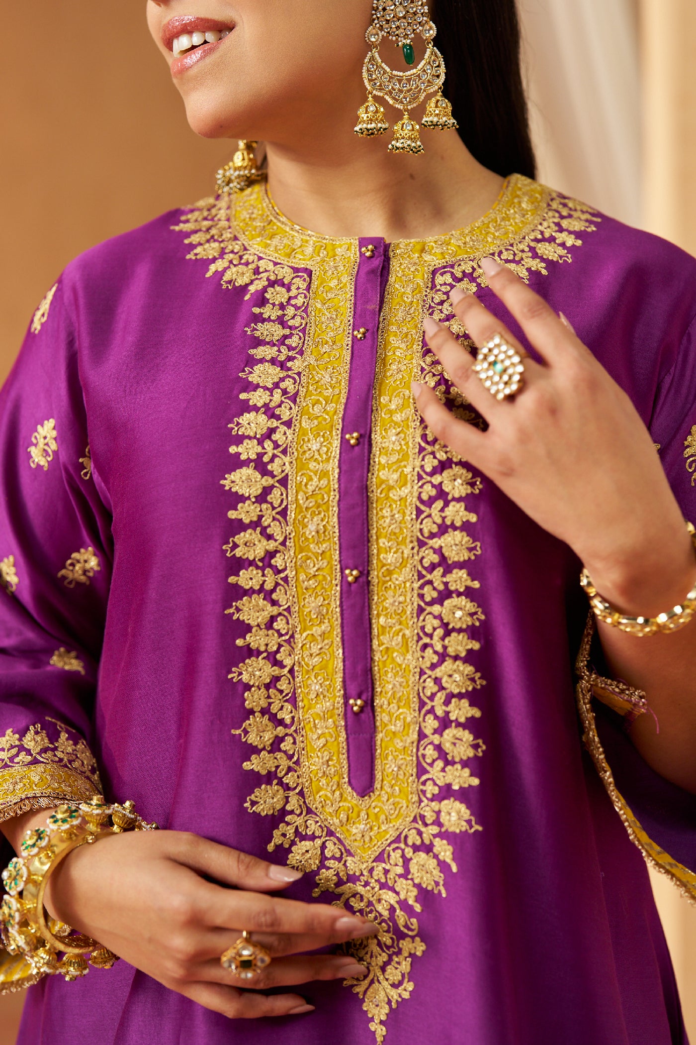 Zeenal Deep Purple A-Line Kaaftan with Salwar