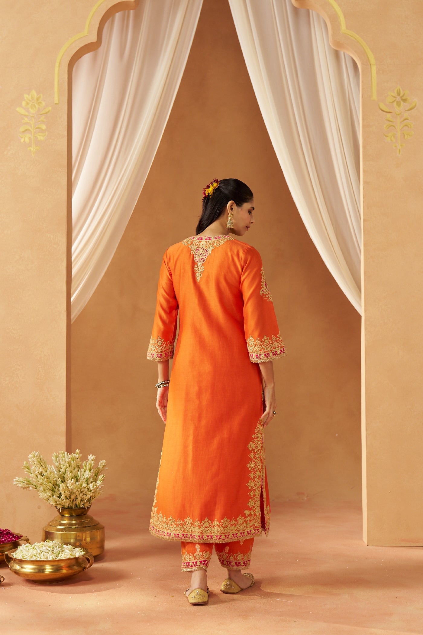 Mubina Burnt Orange Kurta with Salwar and Dupatta
