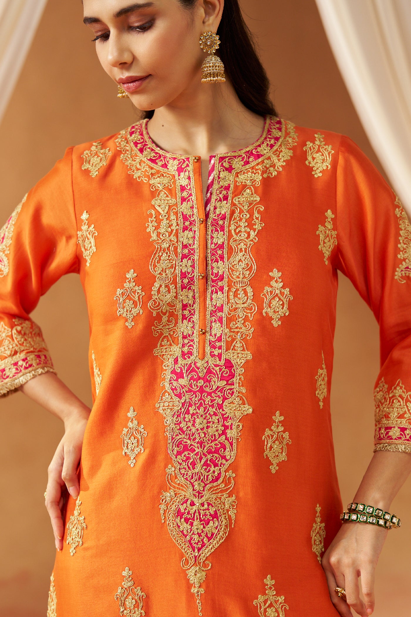 Mubina Burnt Orange Kurta with Salwar and Dupatta