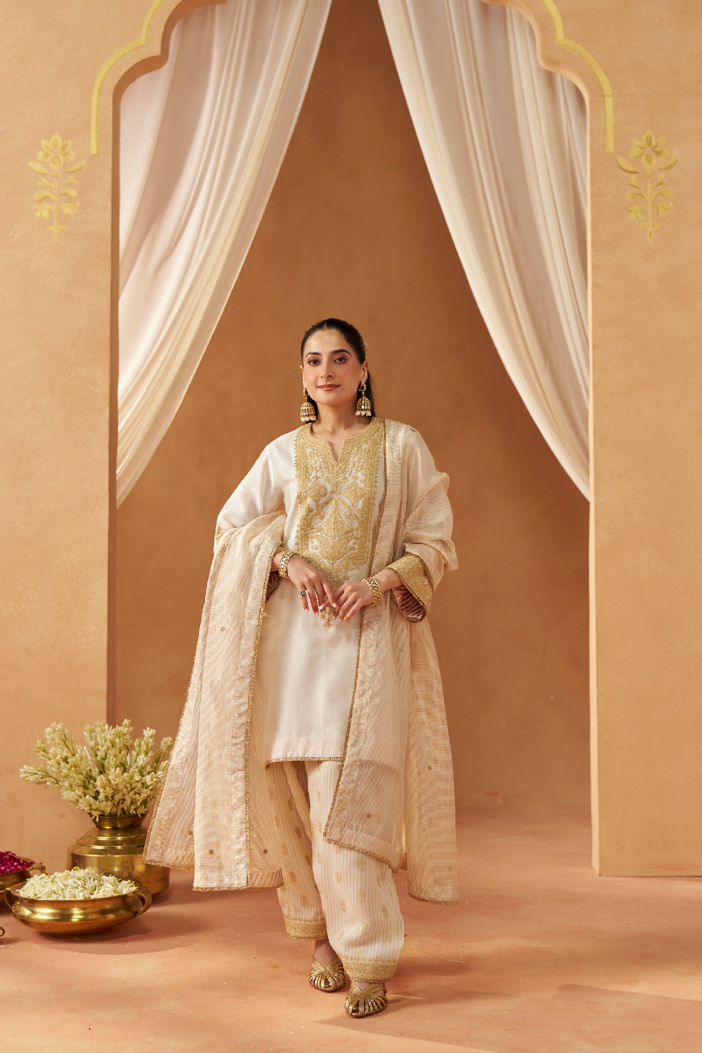 Adeela Daisy Ivory Kurta with Salwar