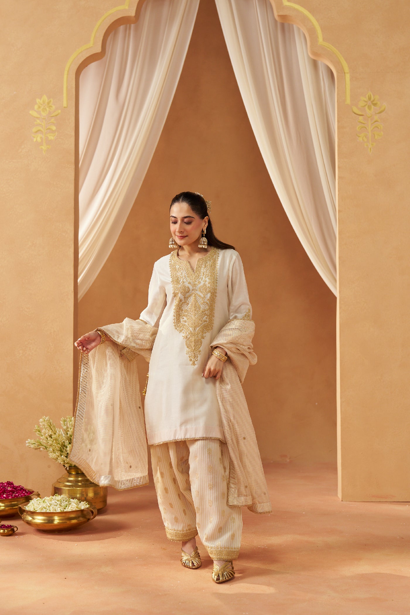 Adeela Daisy Ivory Kurta with Salwar