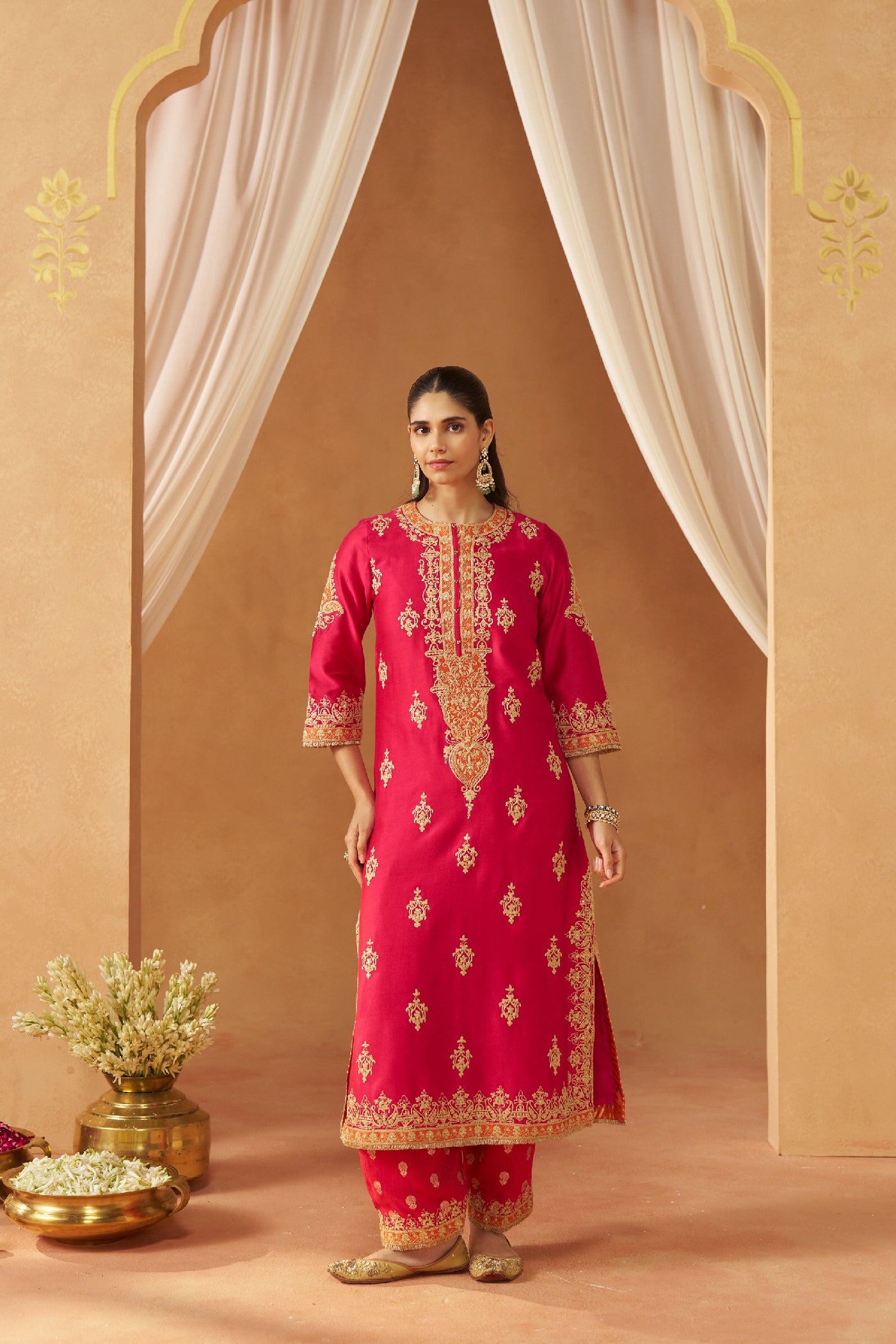 Mubina Hotpink Kurta with Salwar and Dupatta