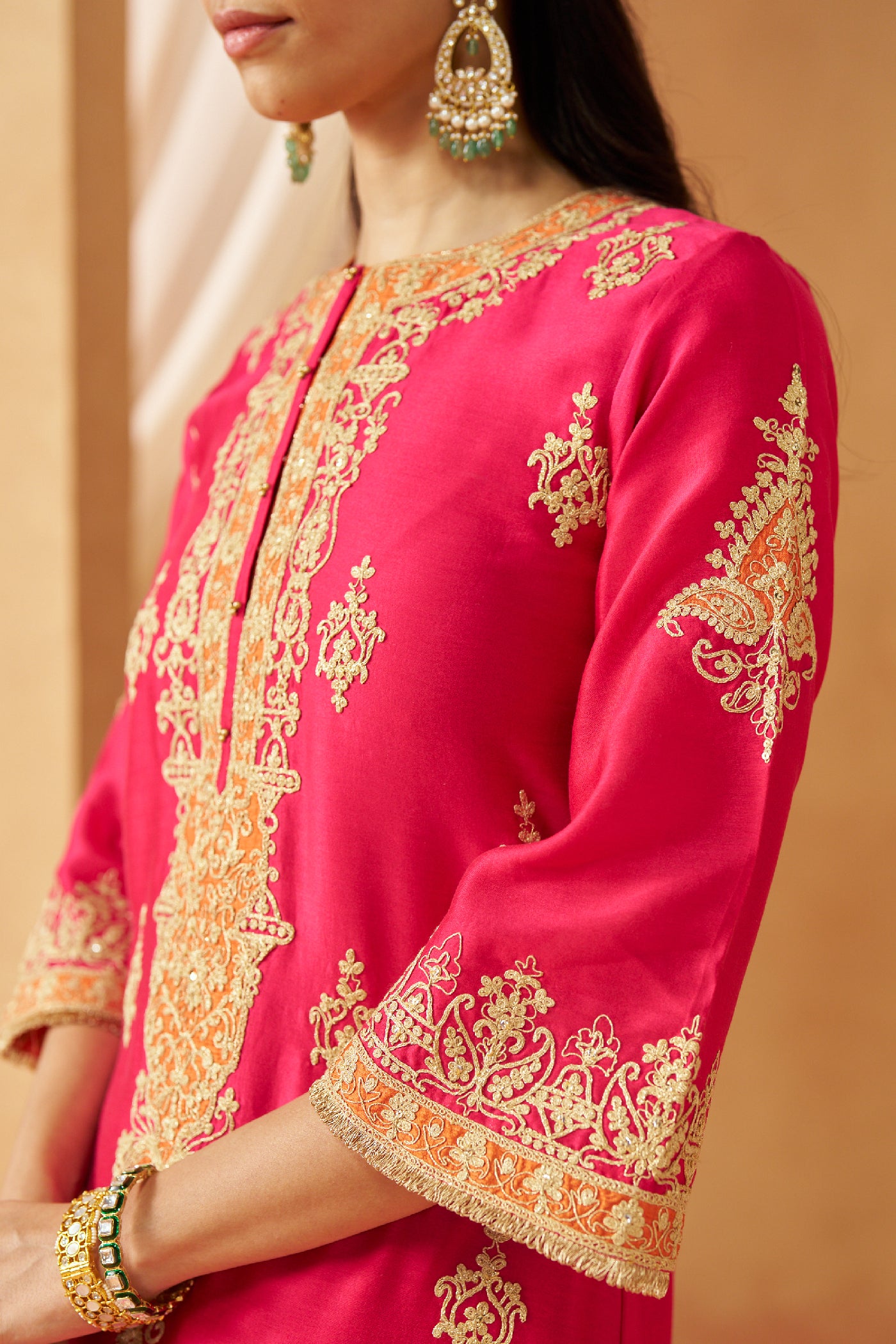 Mubina Hotpink Kurta with Salwar and Dupatta