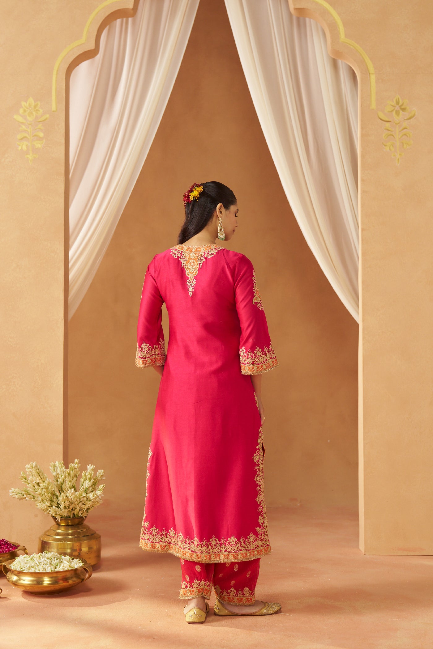 Mubina Hotpink Kurta with Salwar and Dupatta