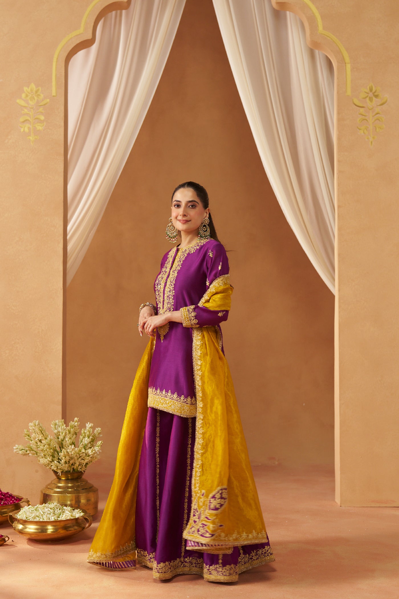 Fadiya Deep Purple Kurta with Sharara and Dupatta