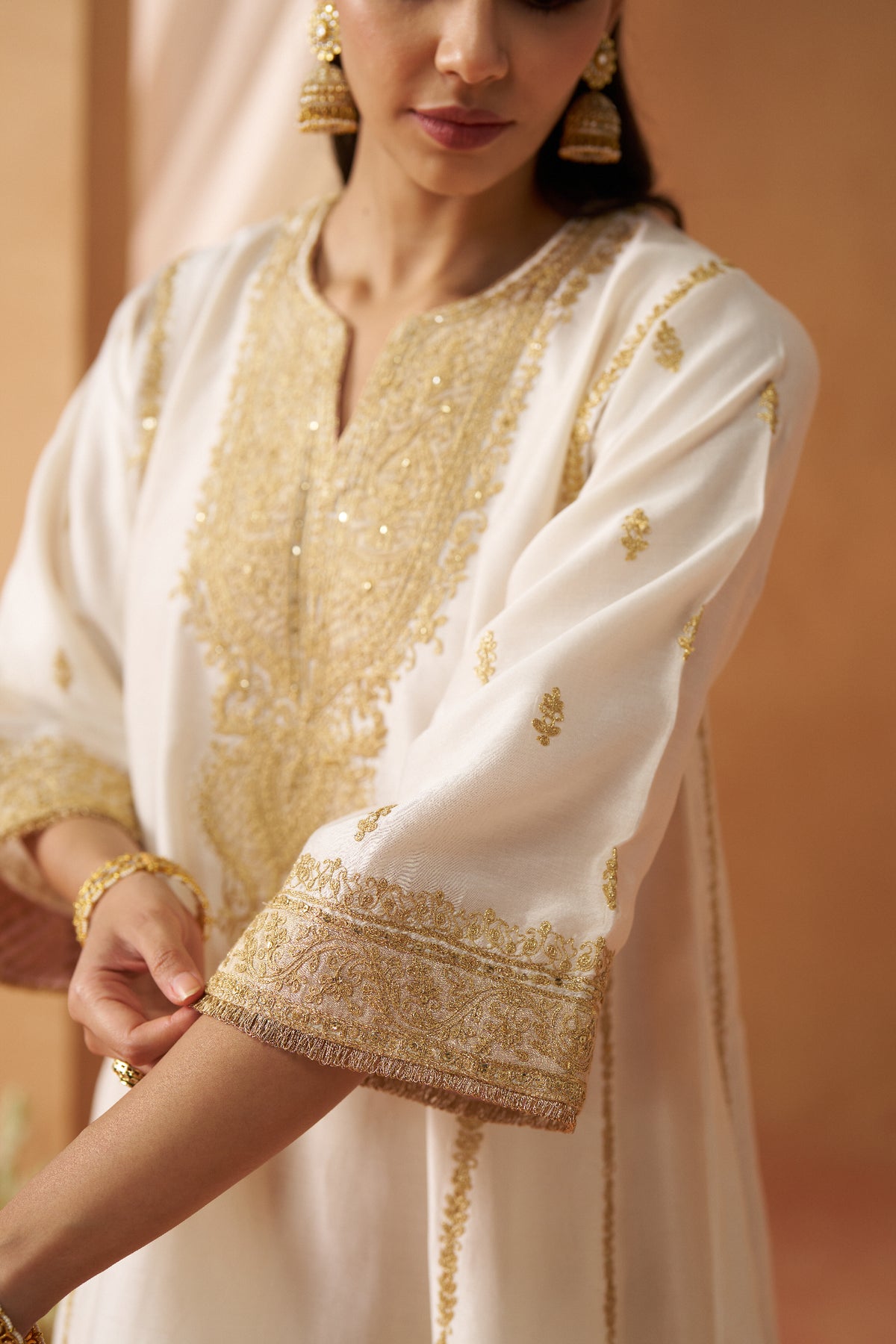 Maahgul Daisy Ivory Kalidaar Chauga with Salwar