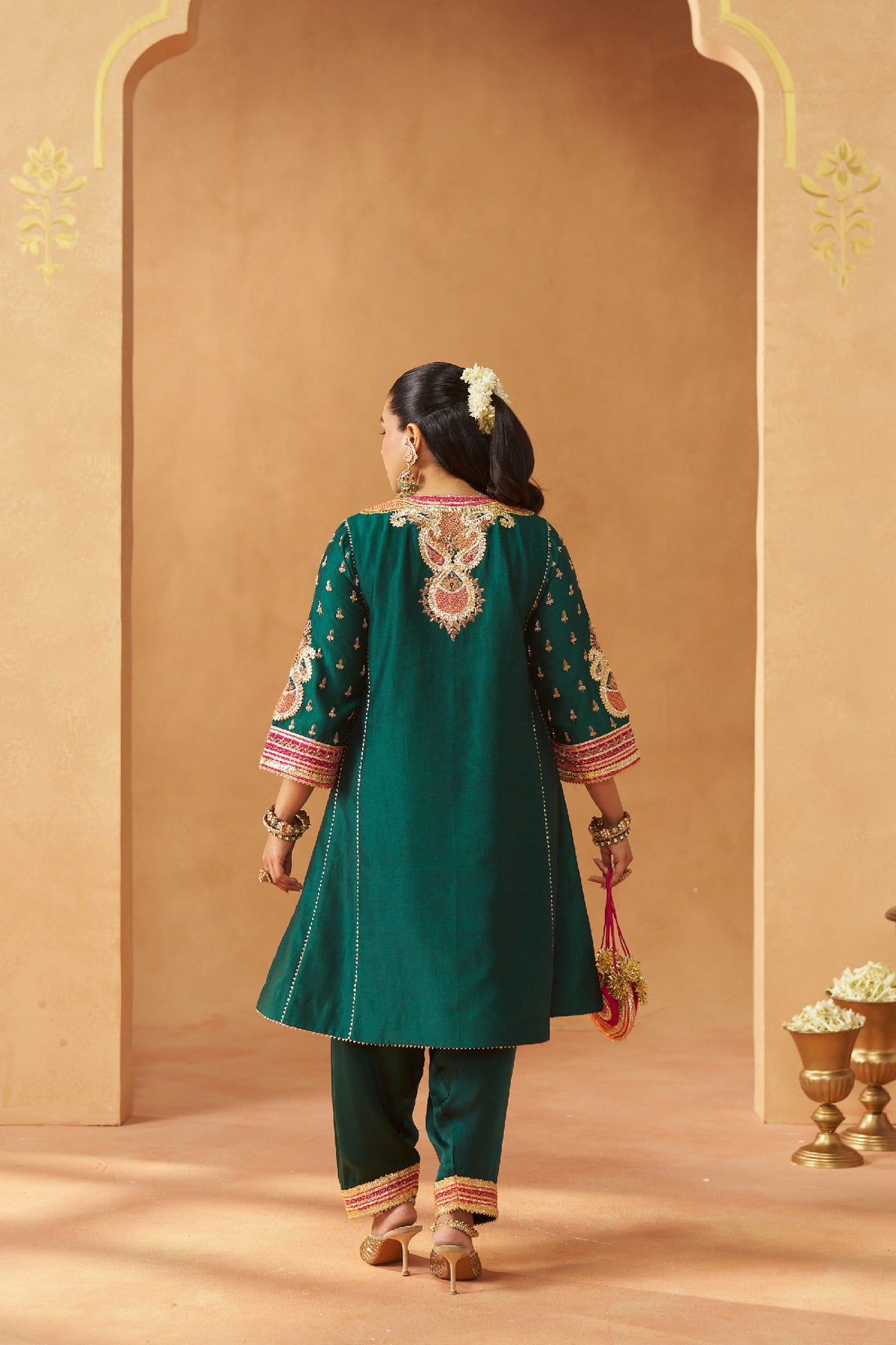 Riva emerald green chauga with salwar