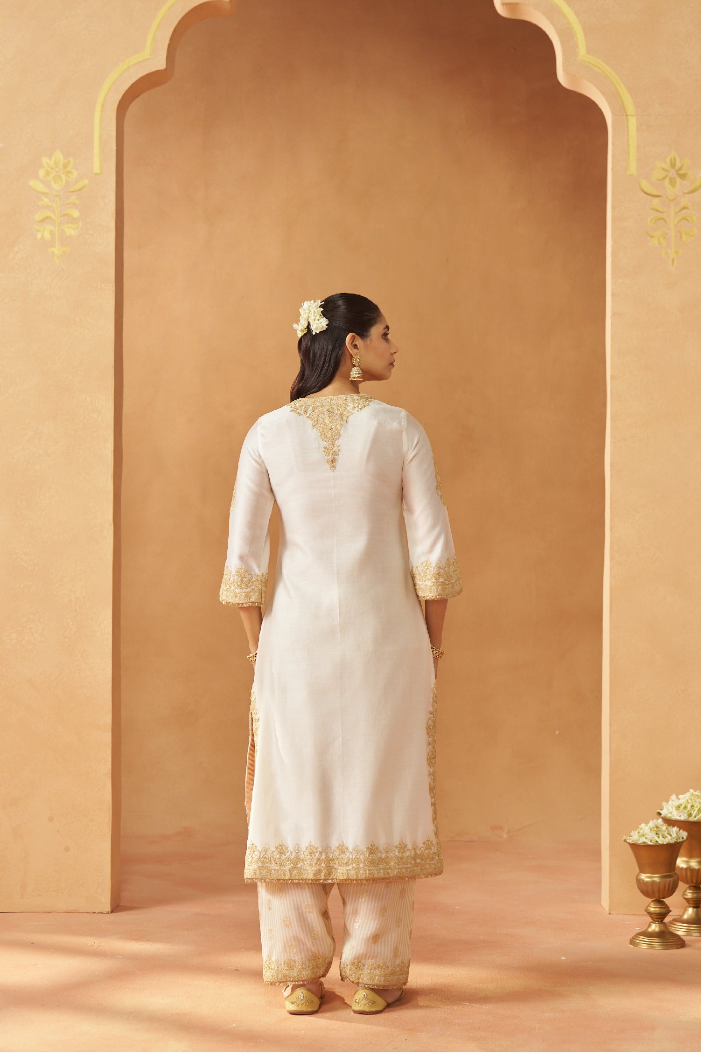 Mubina Daisy Ivory Kurta with Salwar and Dupatta