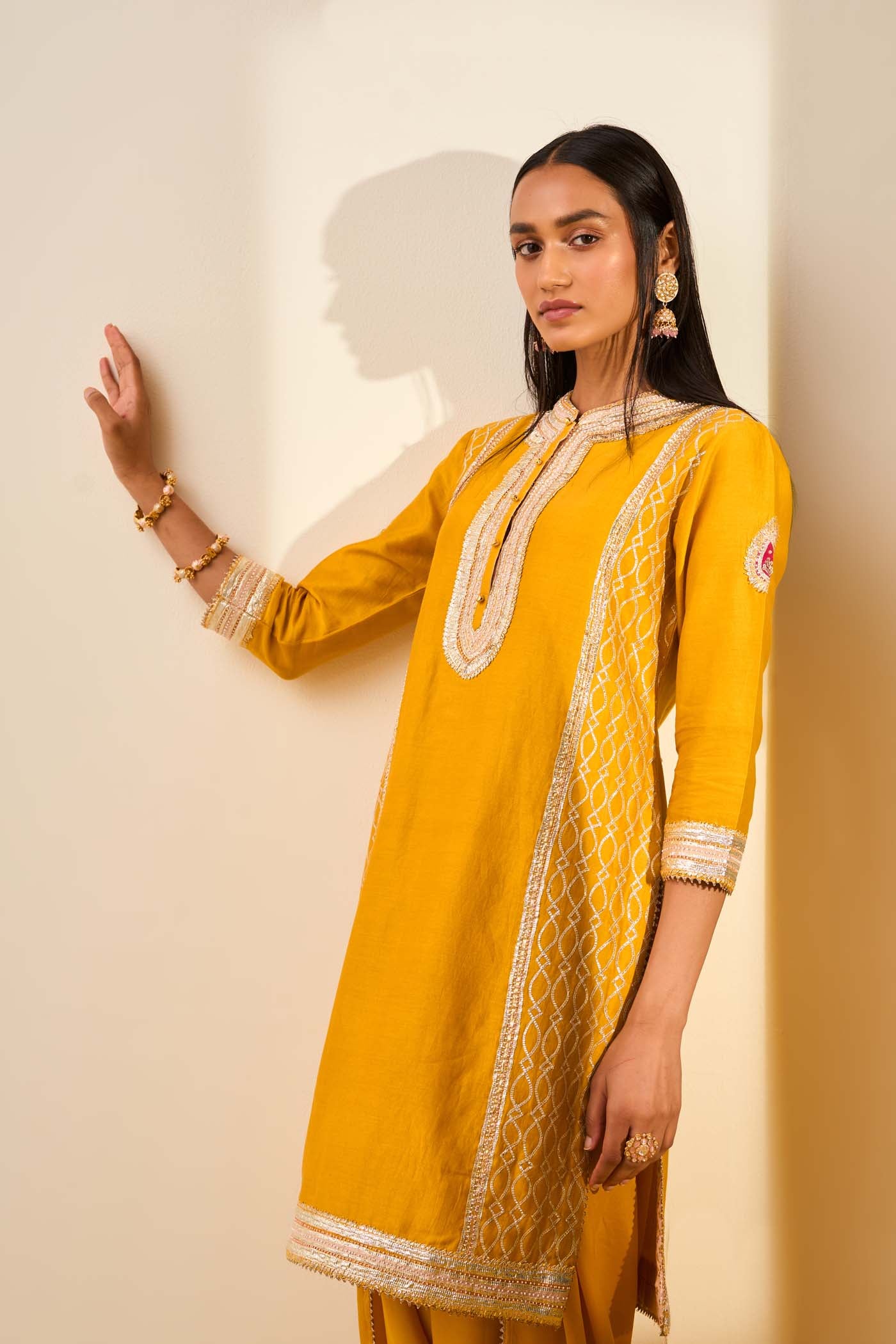 Aliza Glaze Mustard kurta with dhoti