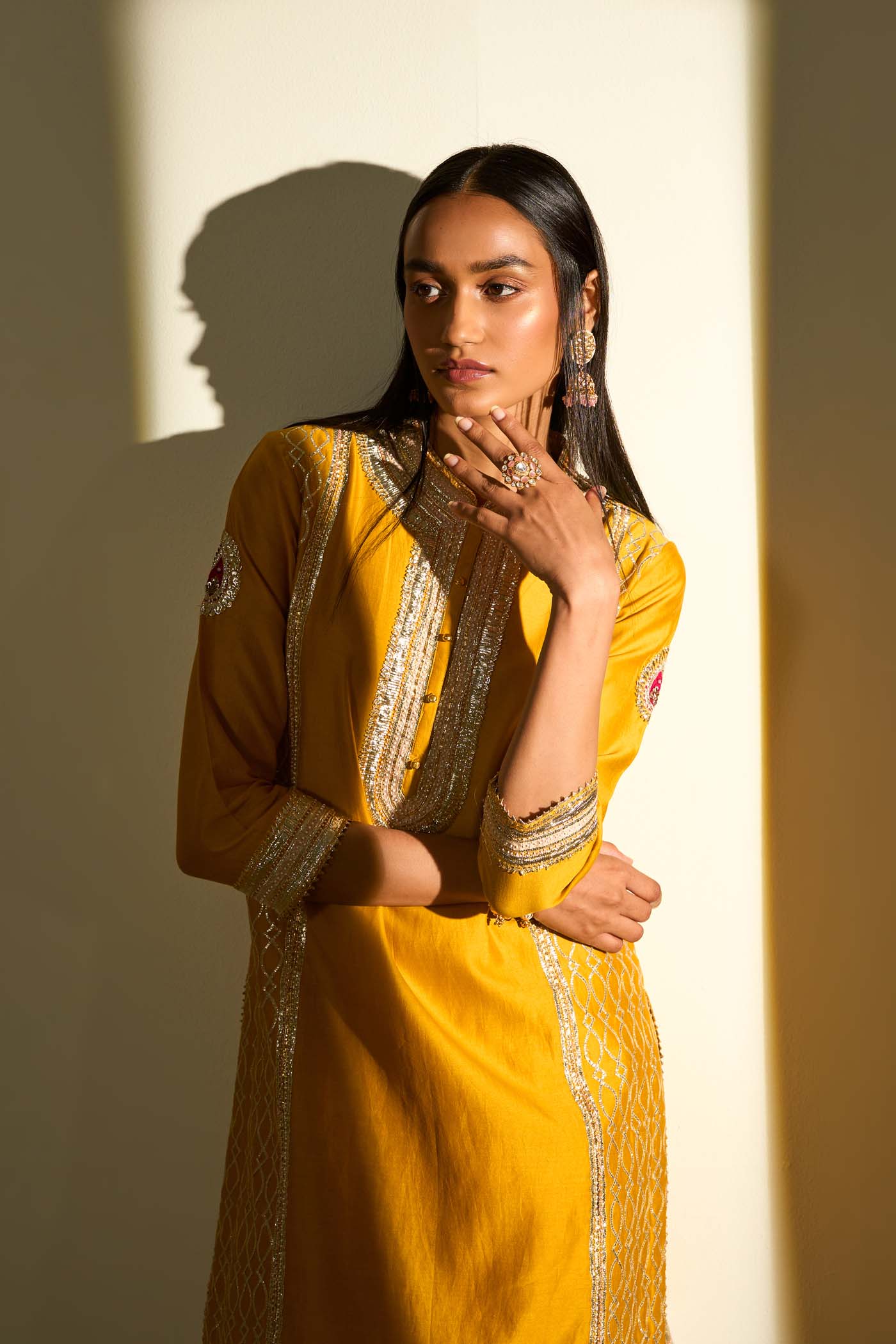 Aliza Glaze Mustard kurta with dhoti