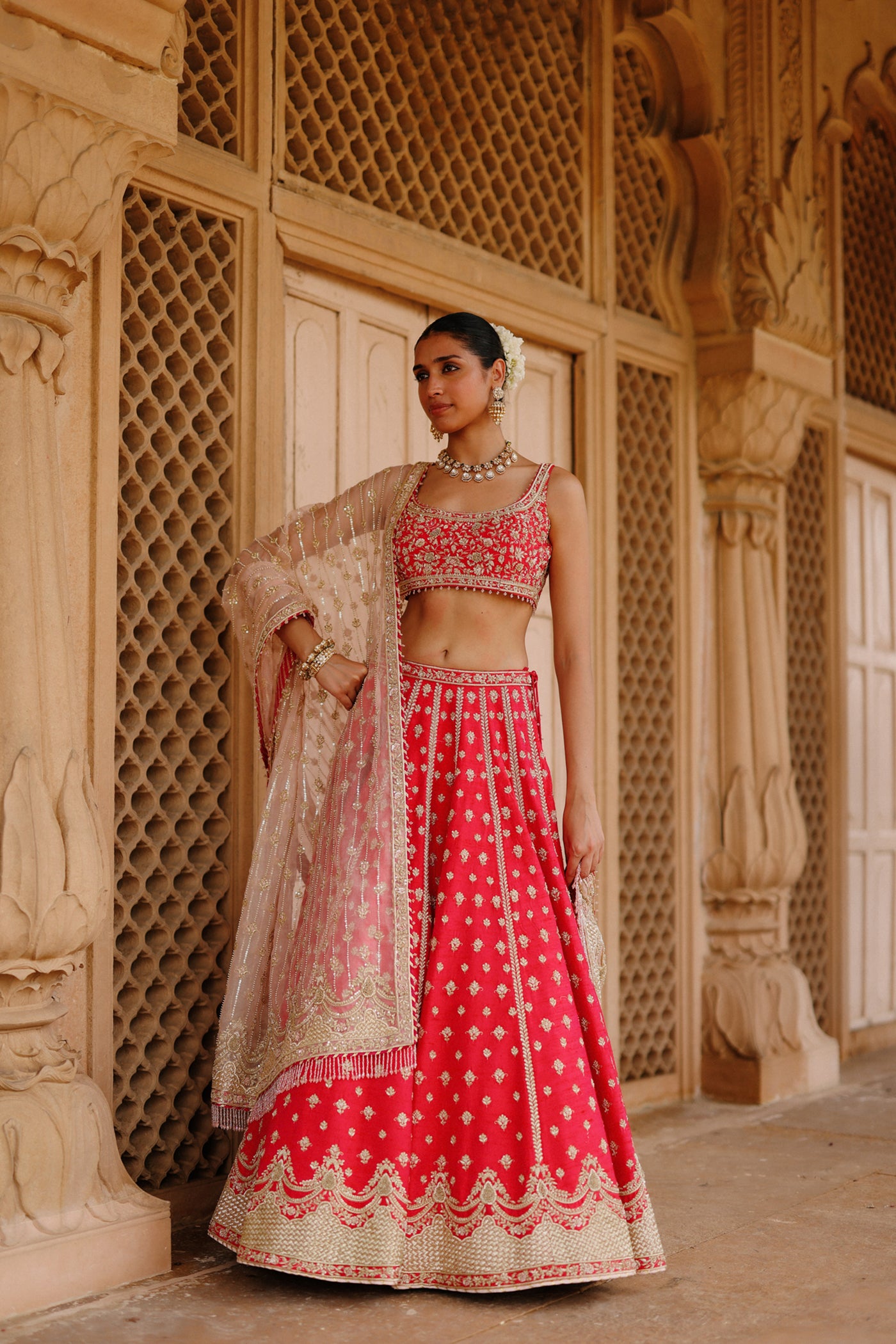 Noorbano - Rani Hot Pink Lehenga Set with Blouse & Dupatta