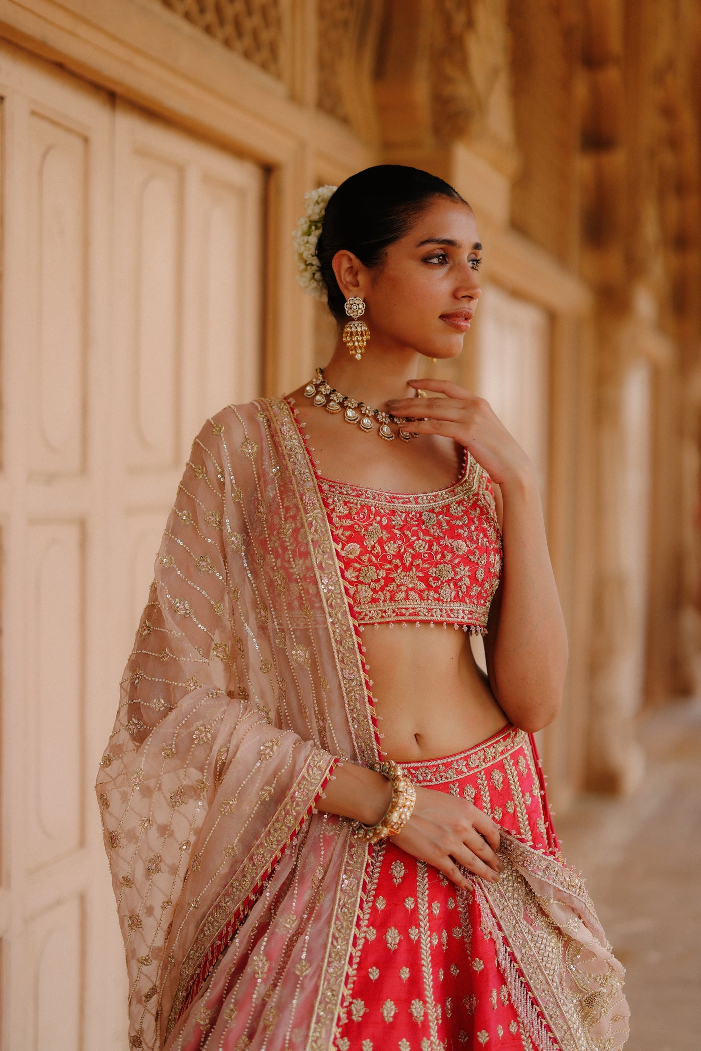 Noorbano - Rani Hot Pink Lehenga Set with Blouse & Dupatta