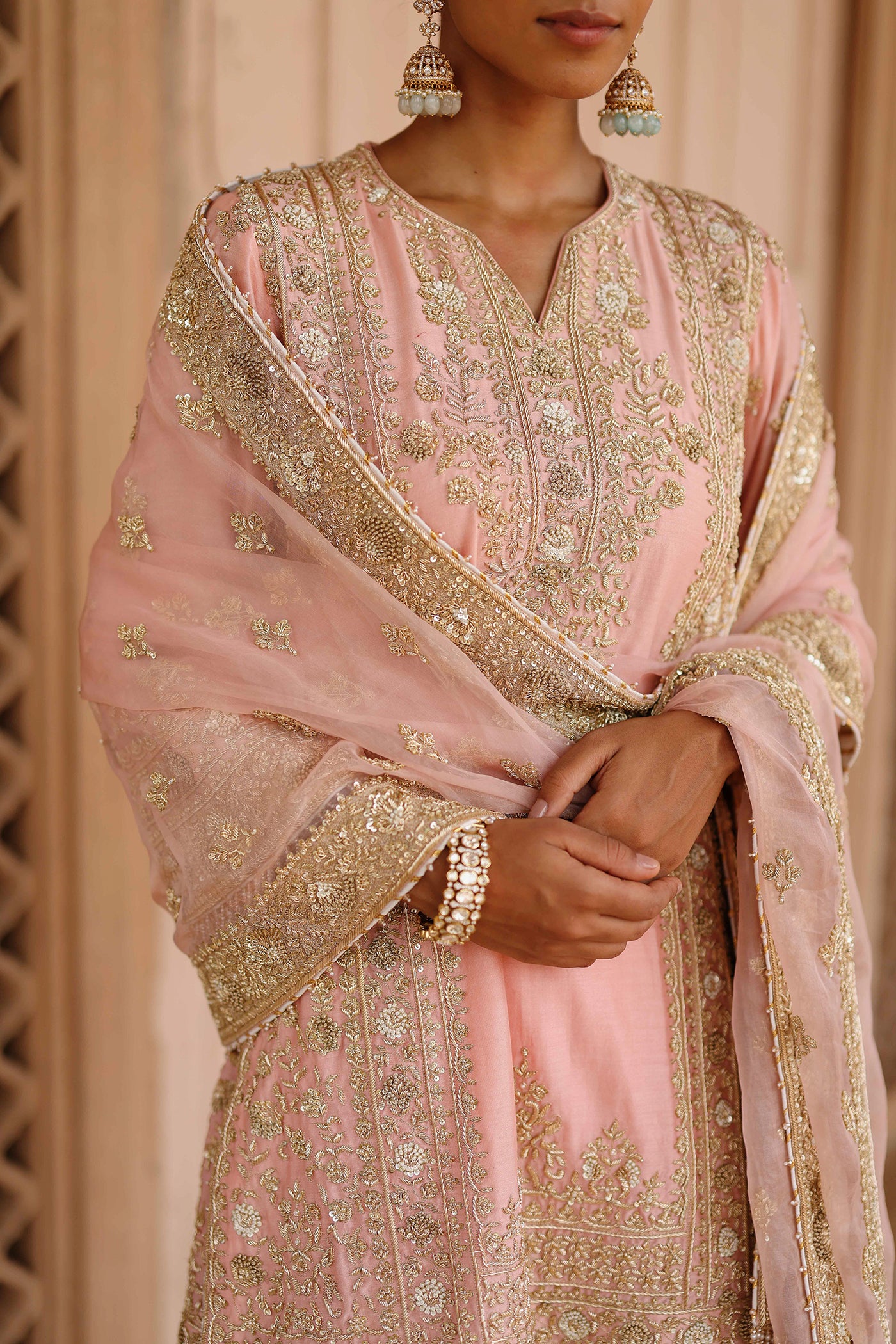 Elaya - Pink Short Kurta Set With Salwar & Dupatta