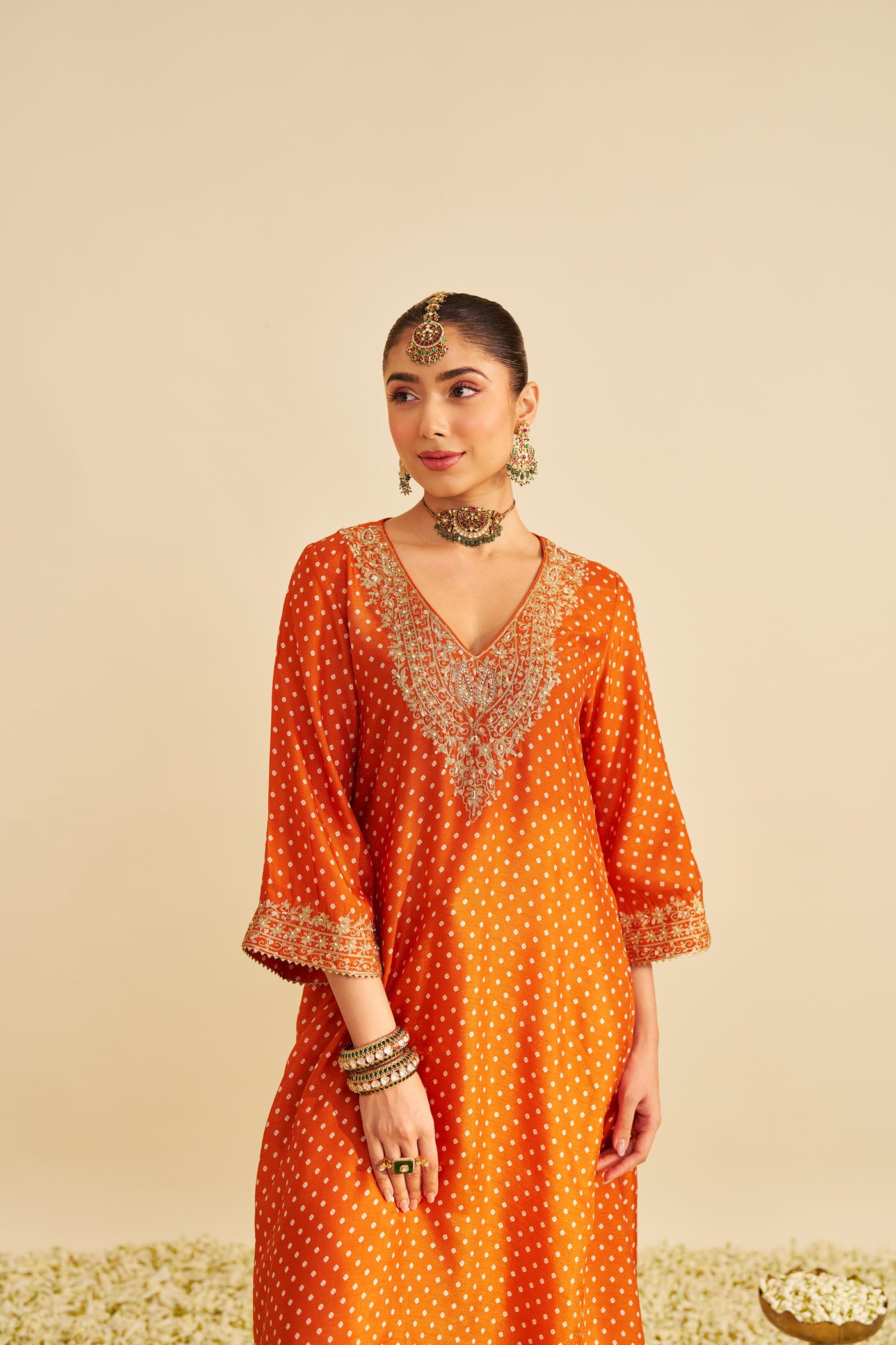 ZALIYAH - ORANGE LONG CHAUGA WITH SALWAR