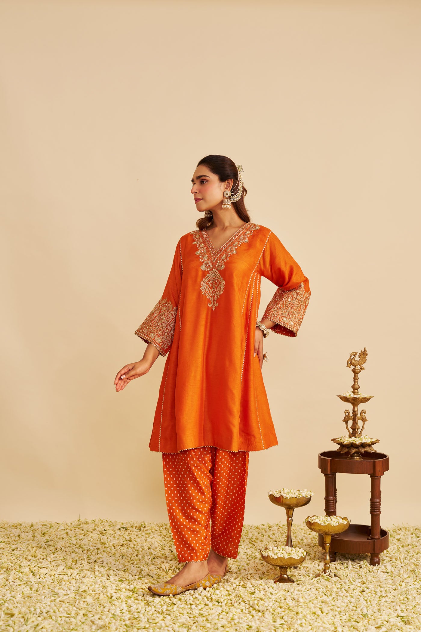 NIYAH - ORANGE SHORT CHAUGA WITH SALWAR