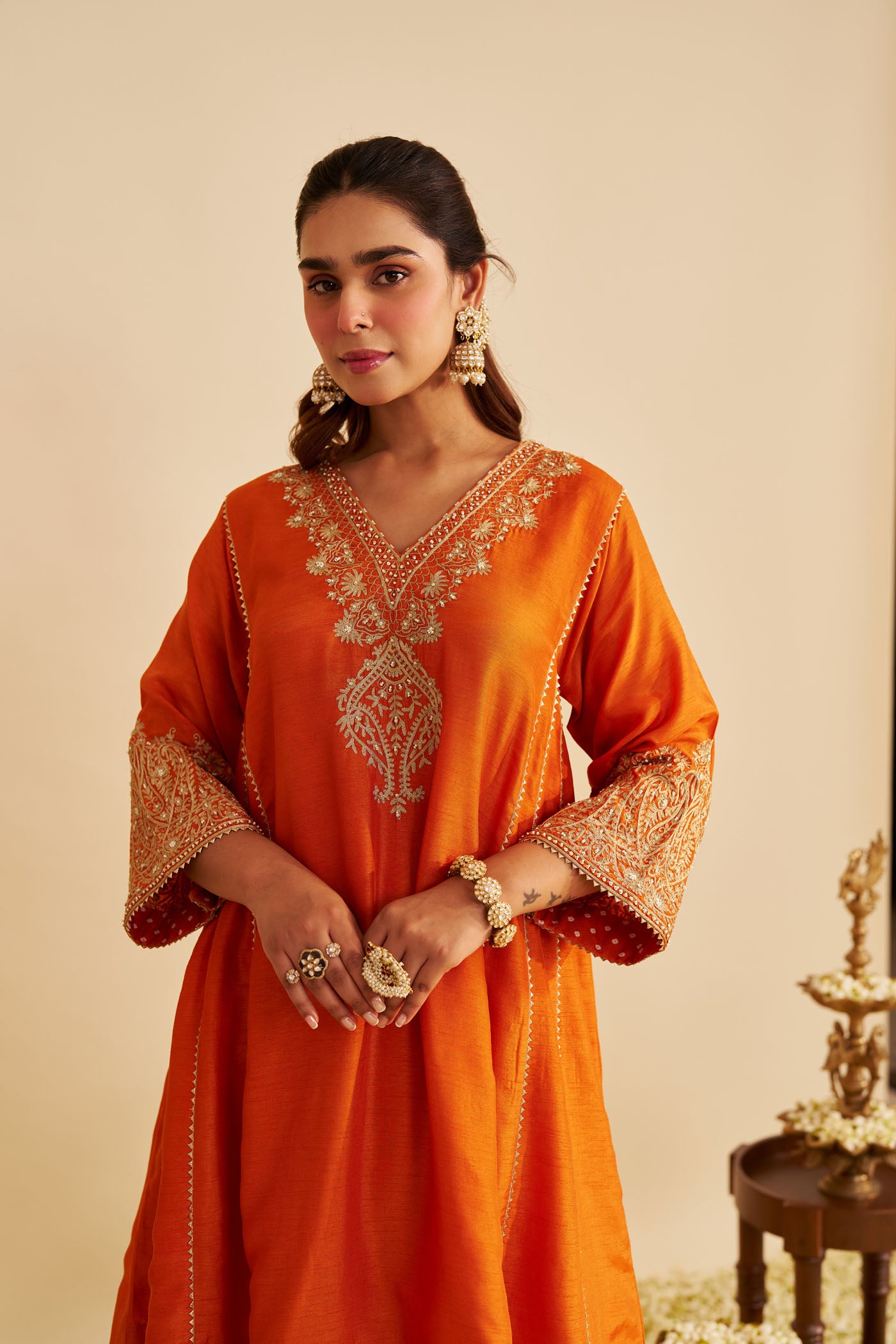 NIYAH - ORANGE SHORT CHAUGA WITH SALWAR