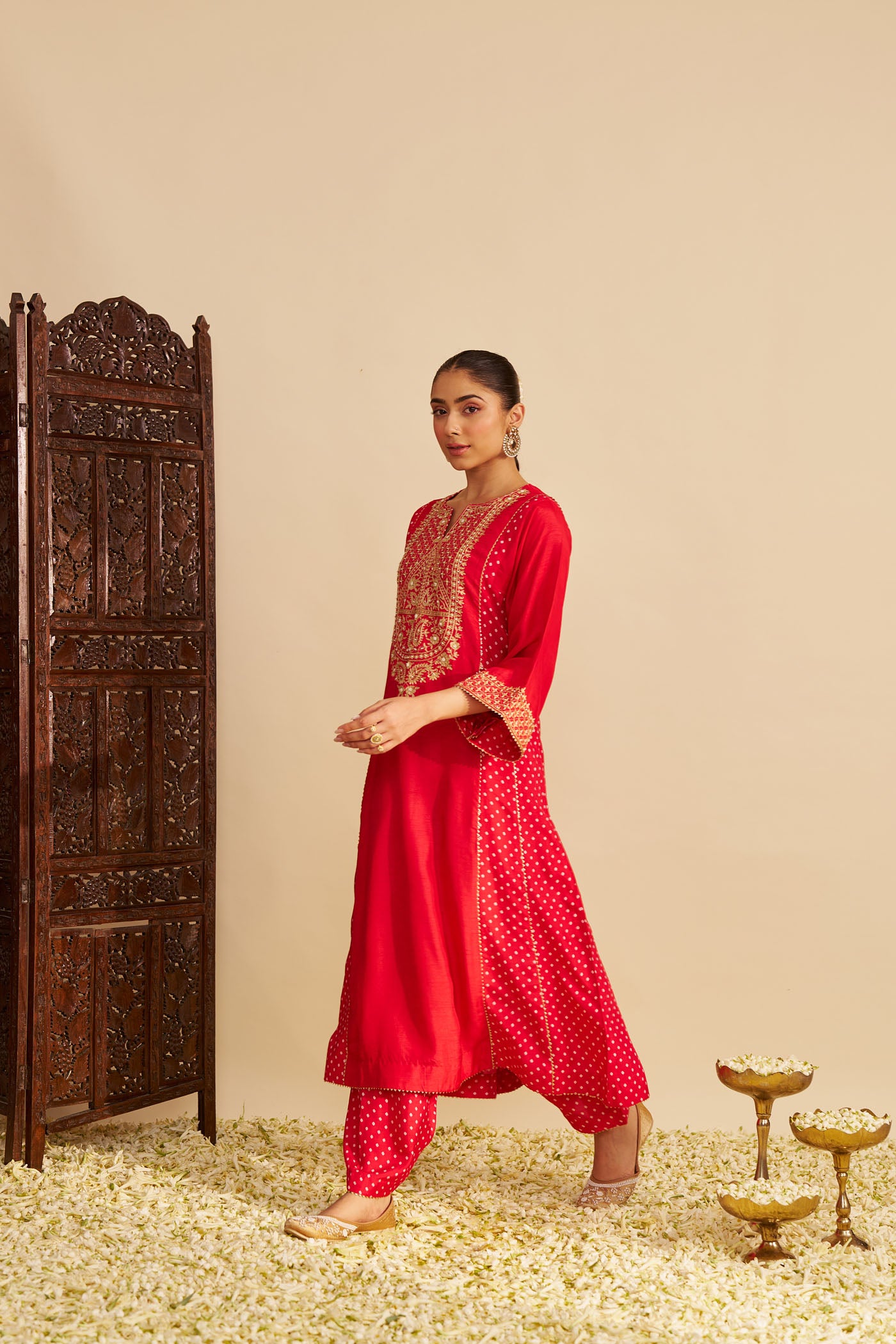 ESRA - RED LONG CHAUGA WITH SALWAR